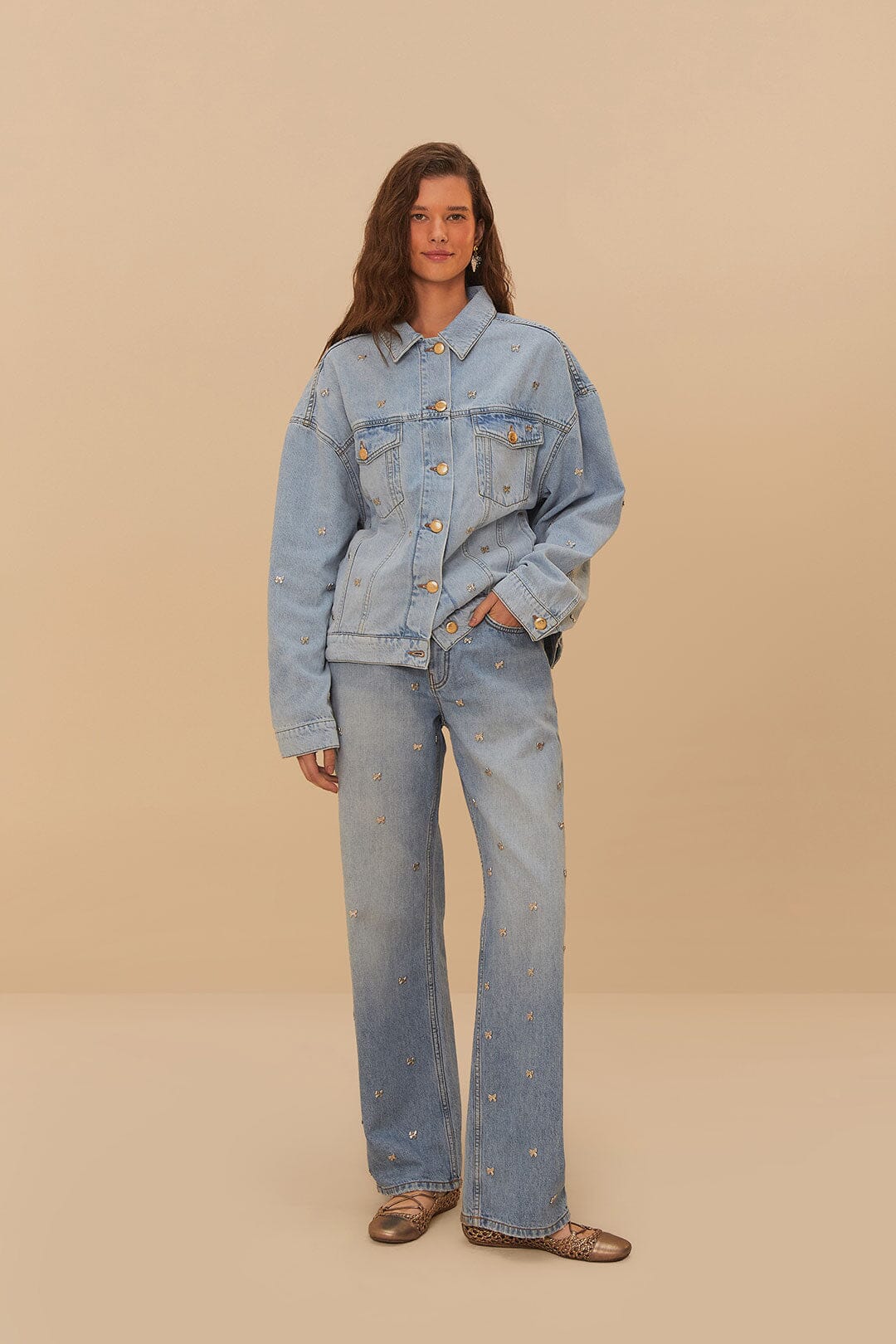  Bows Embroidery Denim Jacket