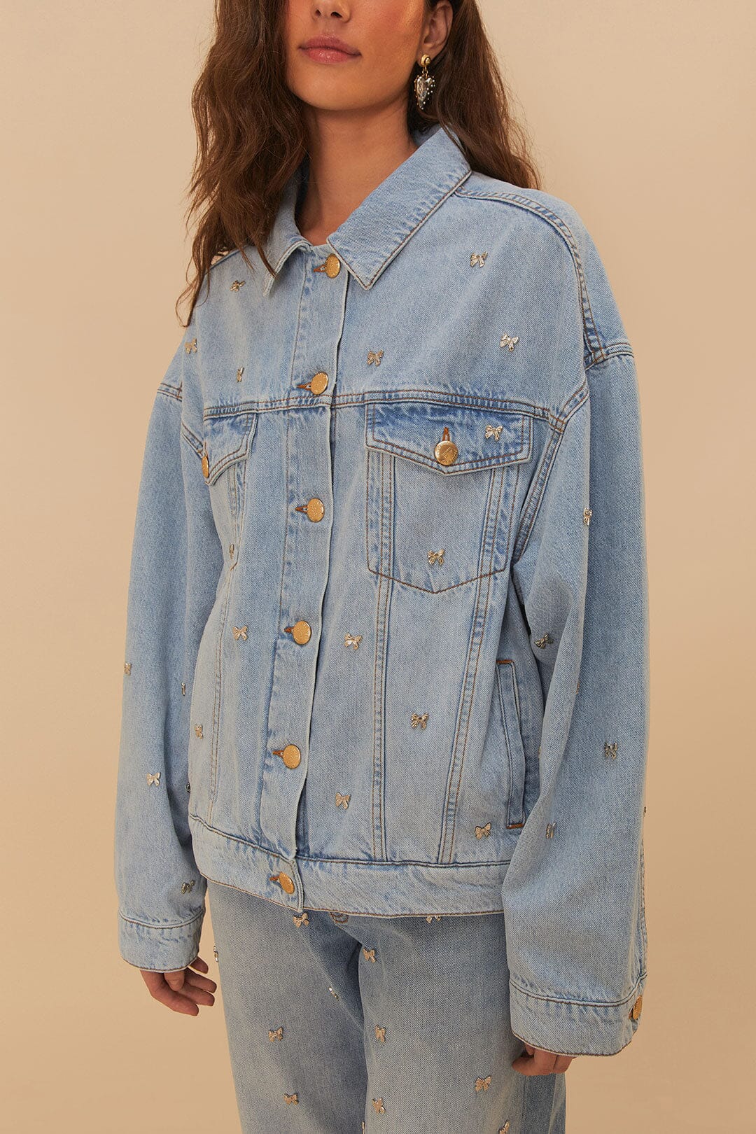  Bows Embroidery Denim Jacket