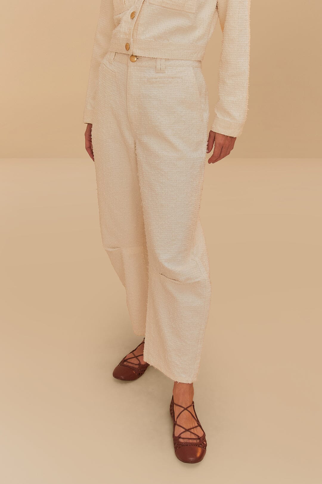  Off-White Twill Laser Carpenter Pants