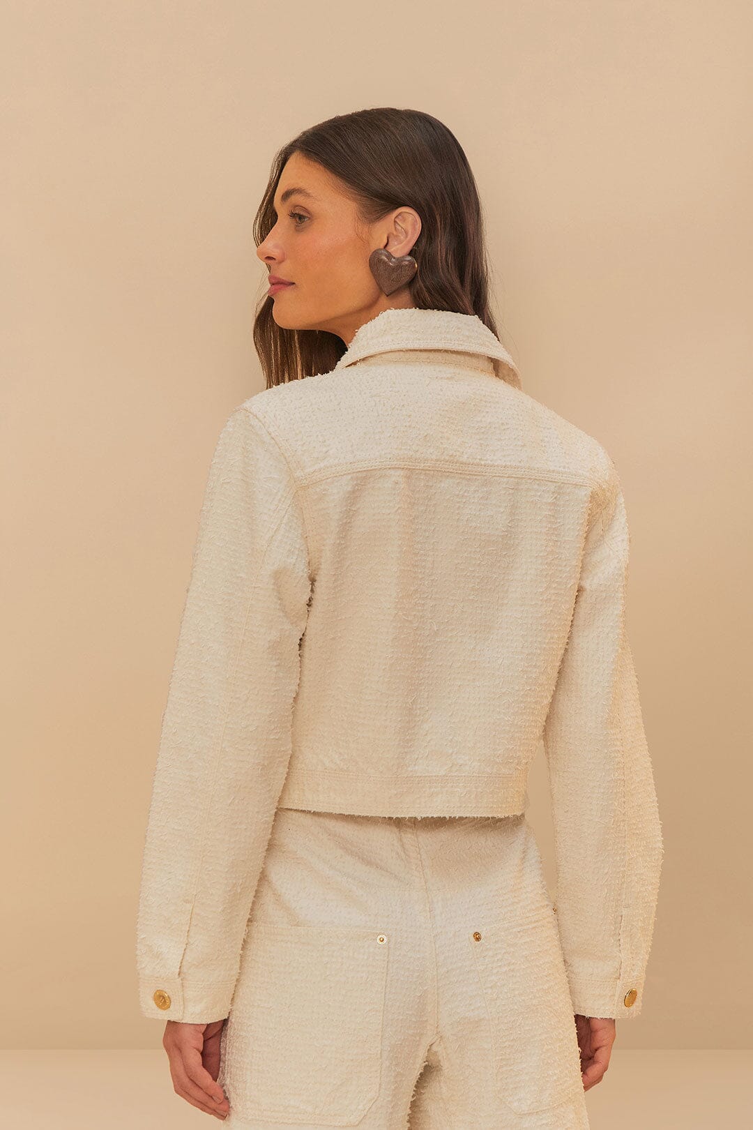  Off-White Twill Laser Crop Jacket