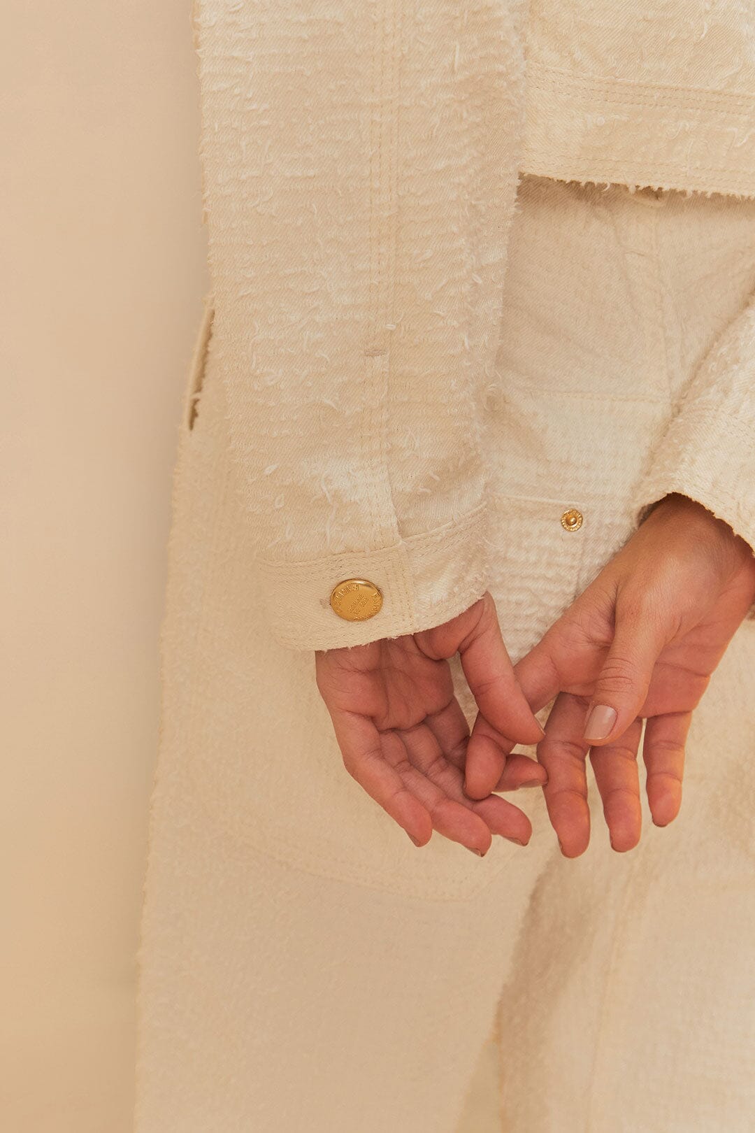 Off-White Twill Laser Crop Jacket