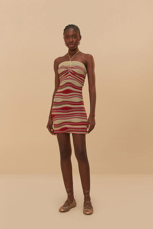  Mixed Waves Sleeveless Knit Mini Dress