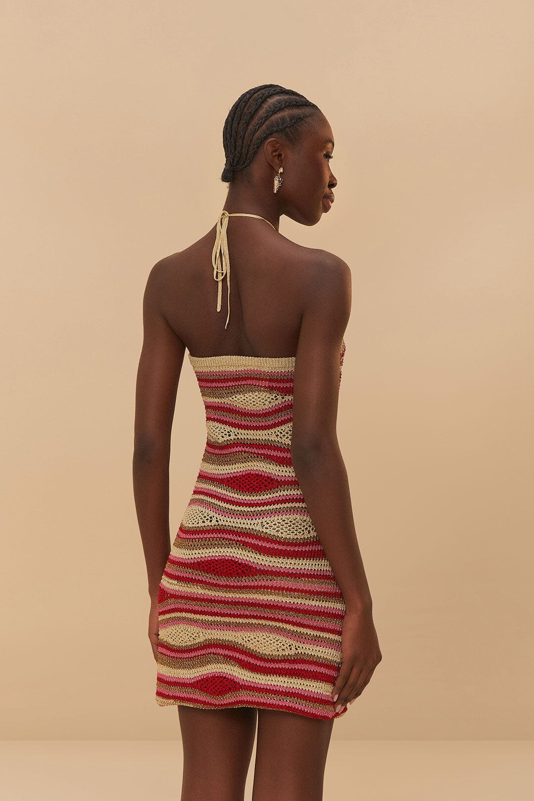  Mixed Waves Sleeveless Knit Mini Dress