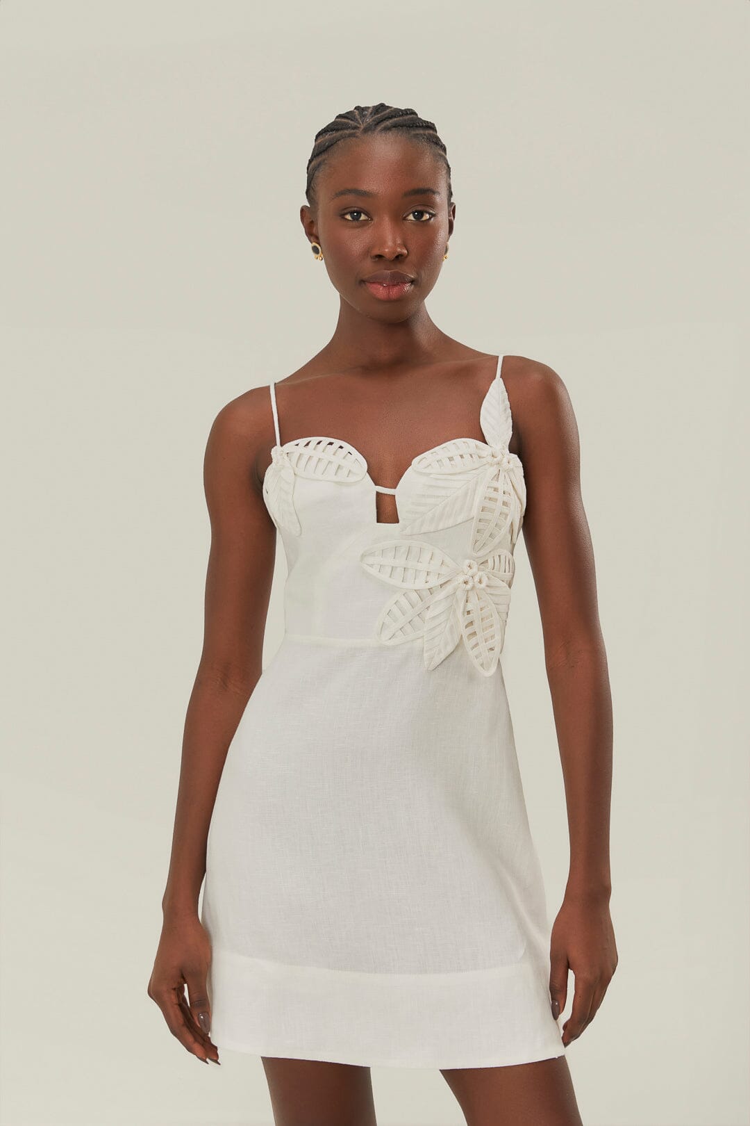  White 3D Flower Bodice Mini Dress