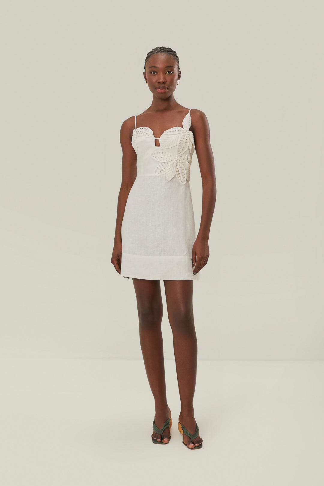  White 3D Flower Bodice Mini Dress