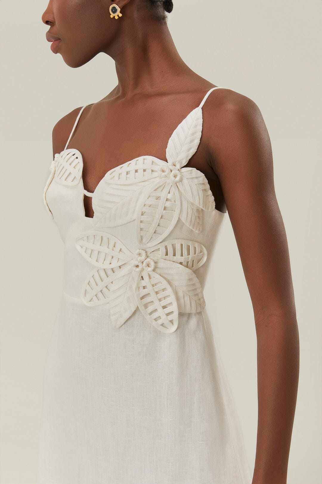  White 3D Flower Bodice Mini Dress