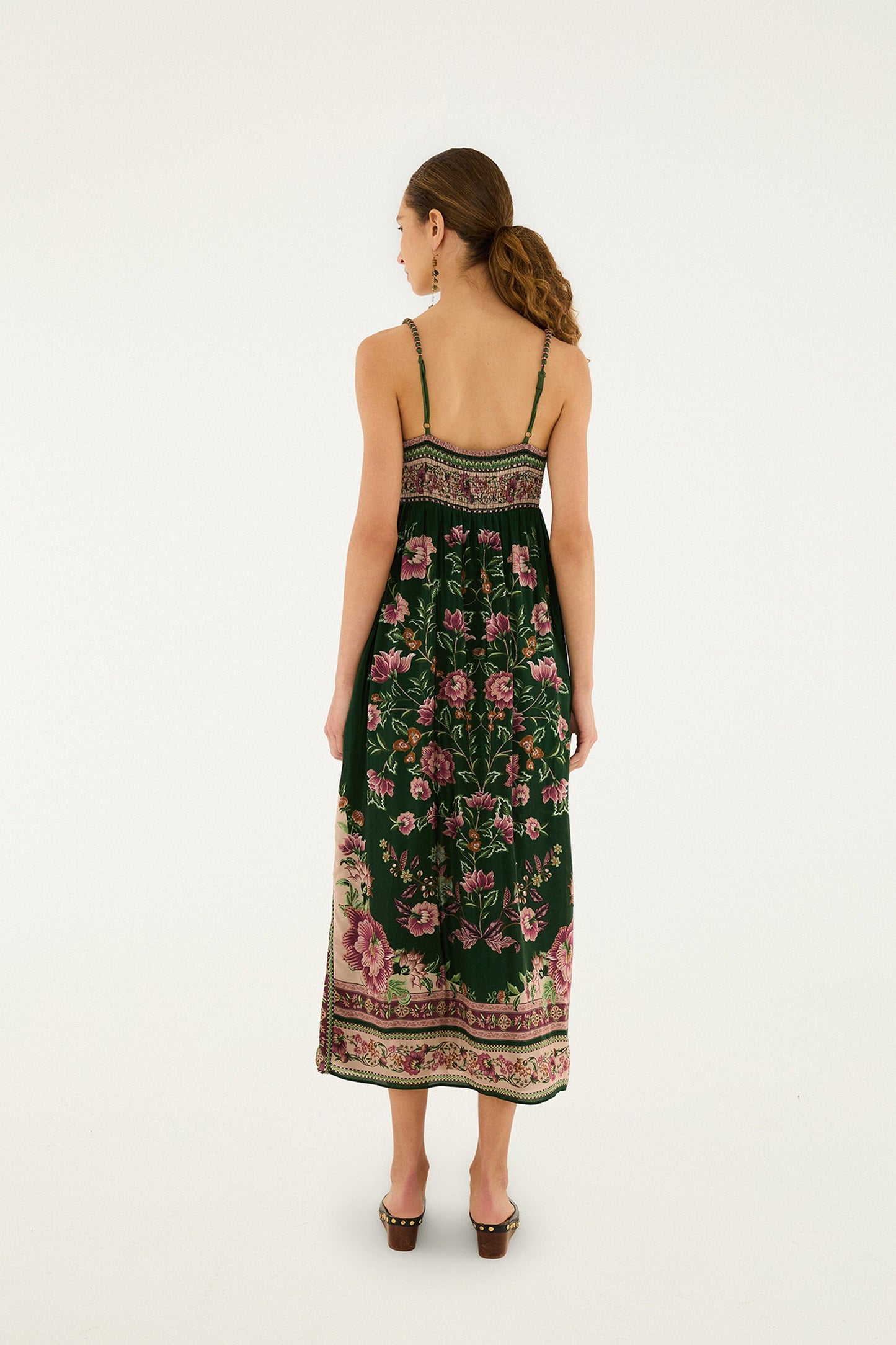 Farm Rio Green Flowering Garden Tree Sleveeless Midi Dress
