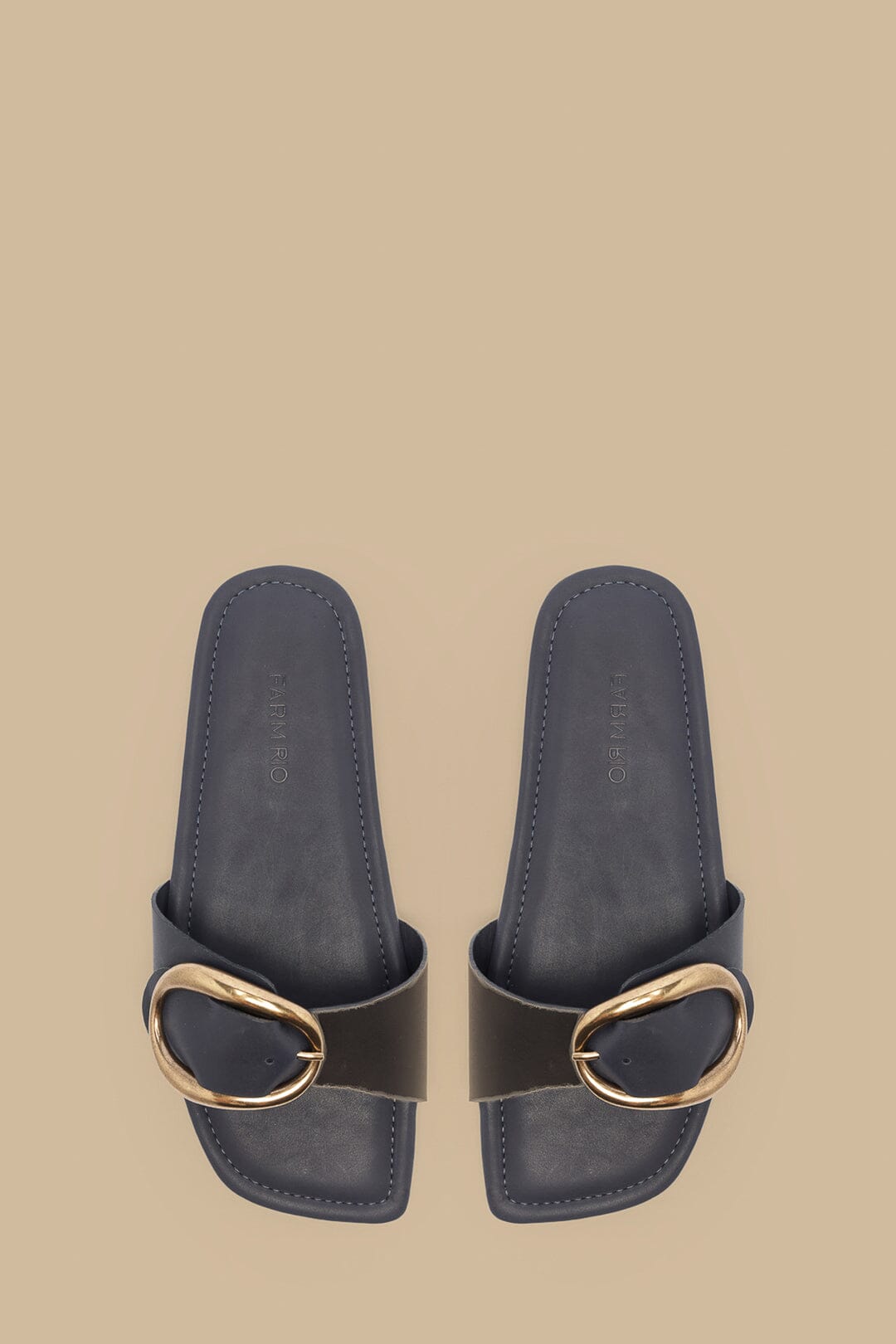 Farm Rio Navy Blue Organic Buckle Flat Sandal