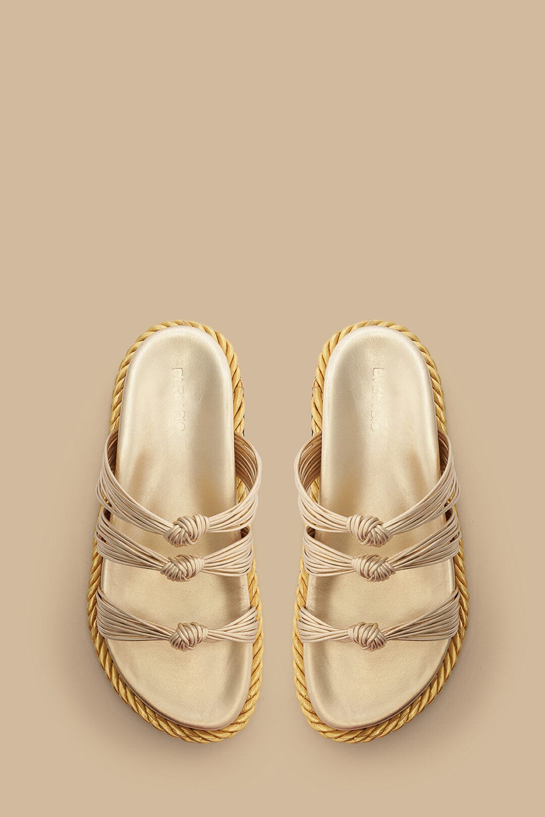 Farm Rio Gold Knot Slide Sandal