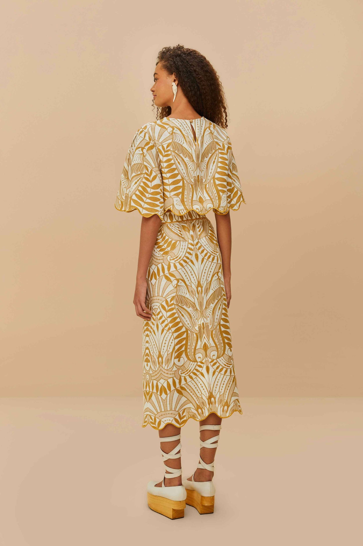  Off-White Lace Nature Euroflax™ Premium Linen Midi Skirt