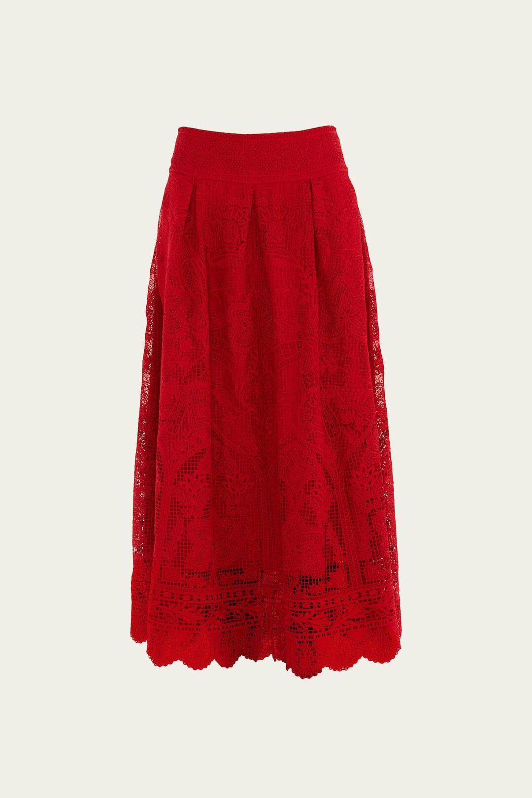 Farm Rio Red Guipure Boho Garden Skirt