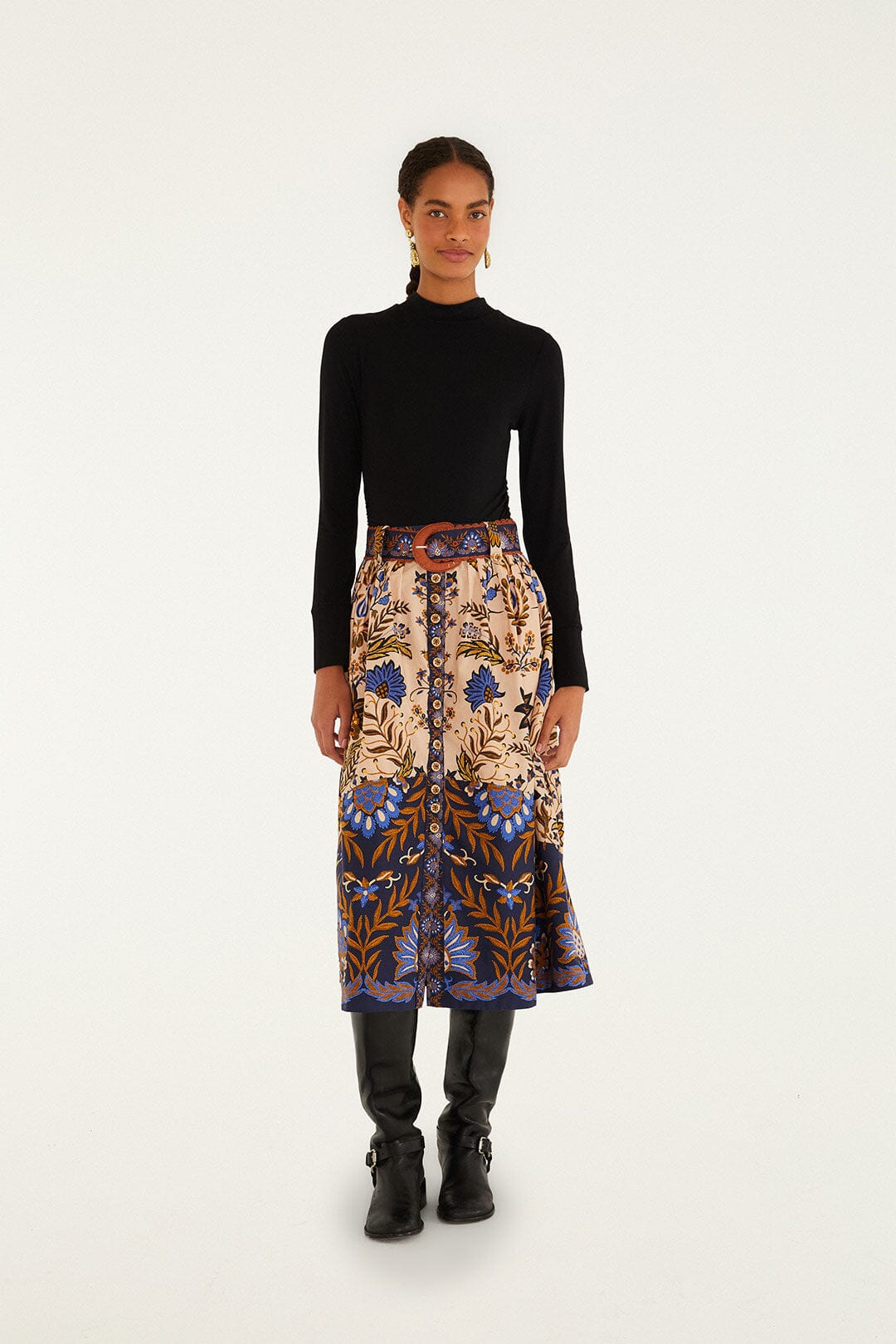 Farm Rio Pink Marvelous Garden Midi Skirt