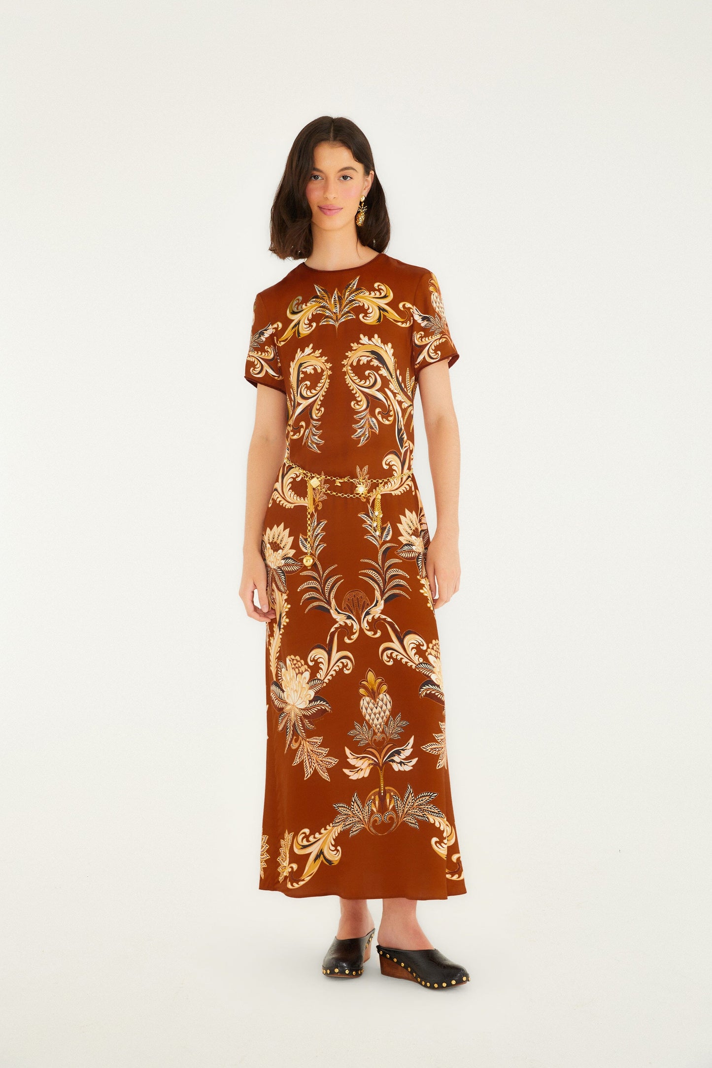 Farm Rio Orange Arabesque Paradise Lenzing™ Ecovero™ Viscose Maxi Dress