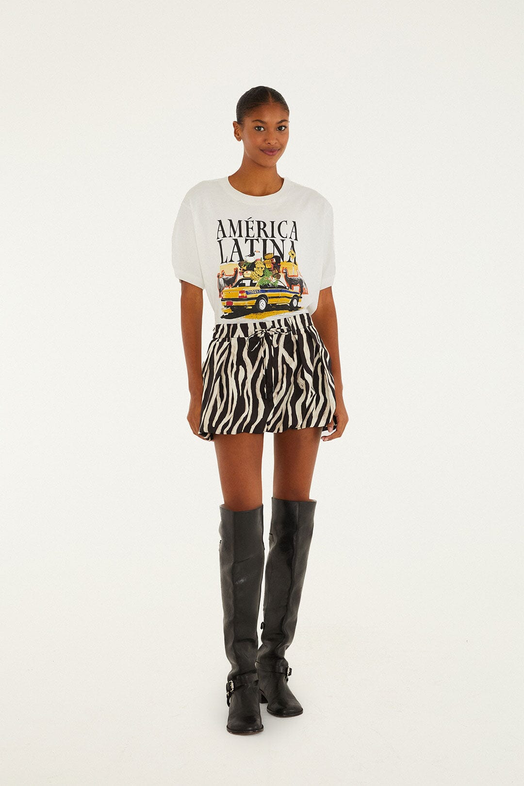 Farm Rio Black Tropical Zebra Organic Cotton Mini Skirt