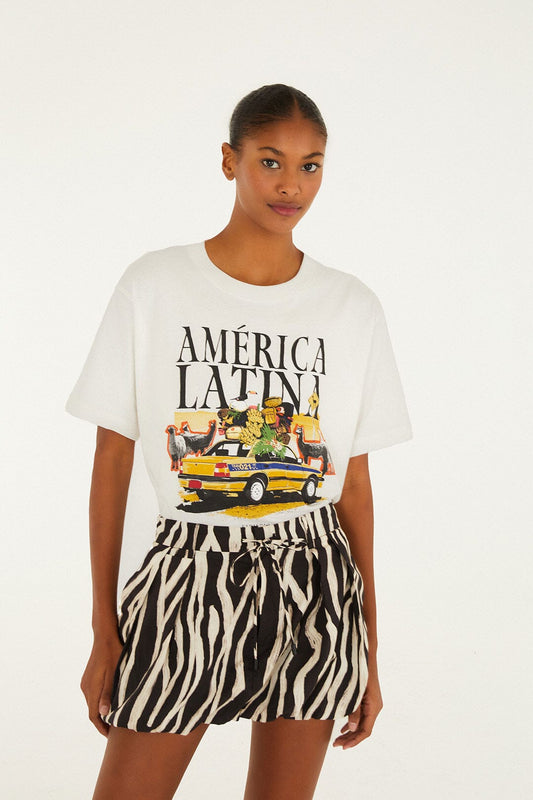 Farm Rio Black Tropical Zebra Organic Cotton Mini Skirt