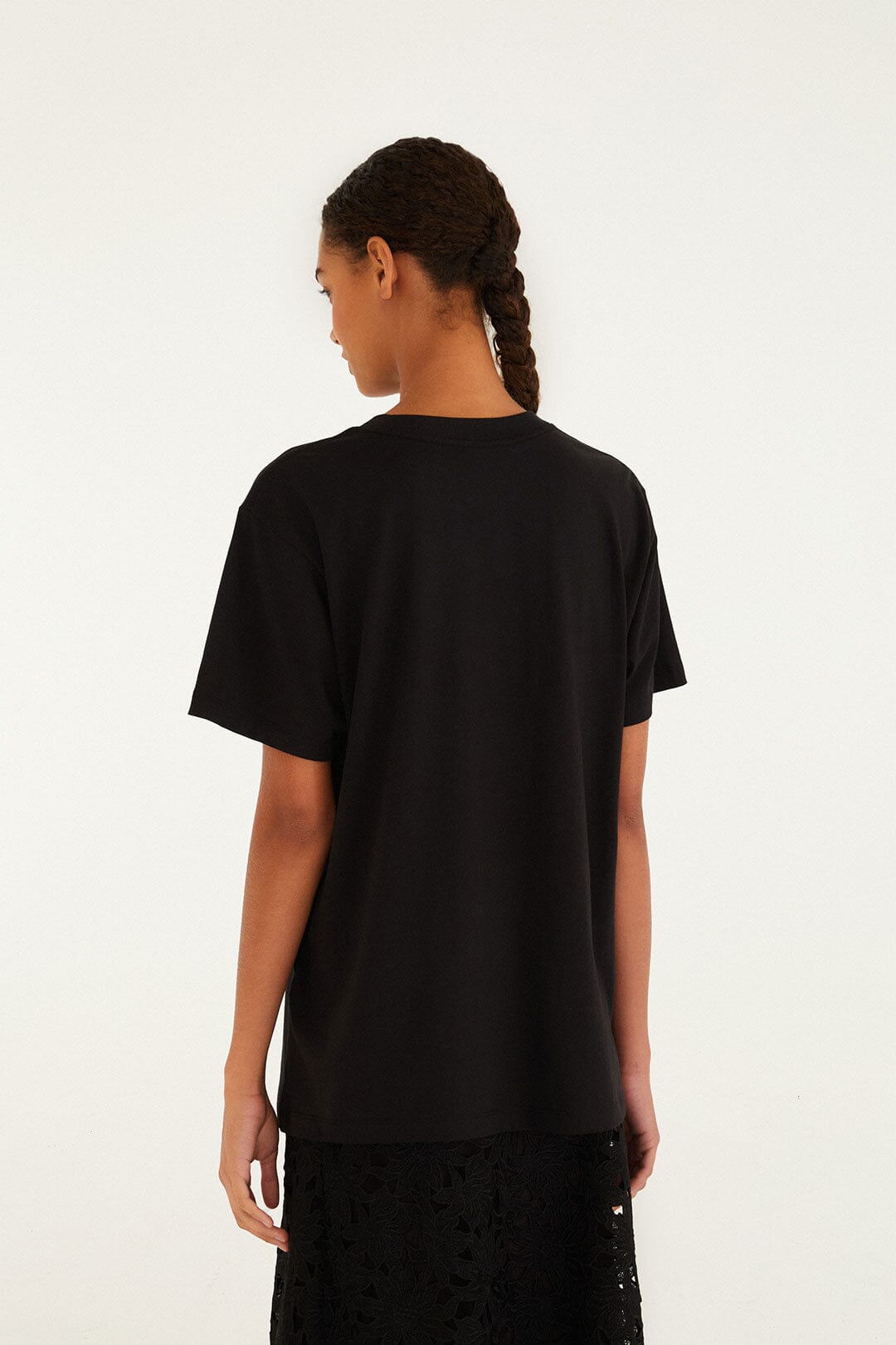 Farm Rio Black Rose Organic Cotton Relaxed T-Shirt