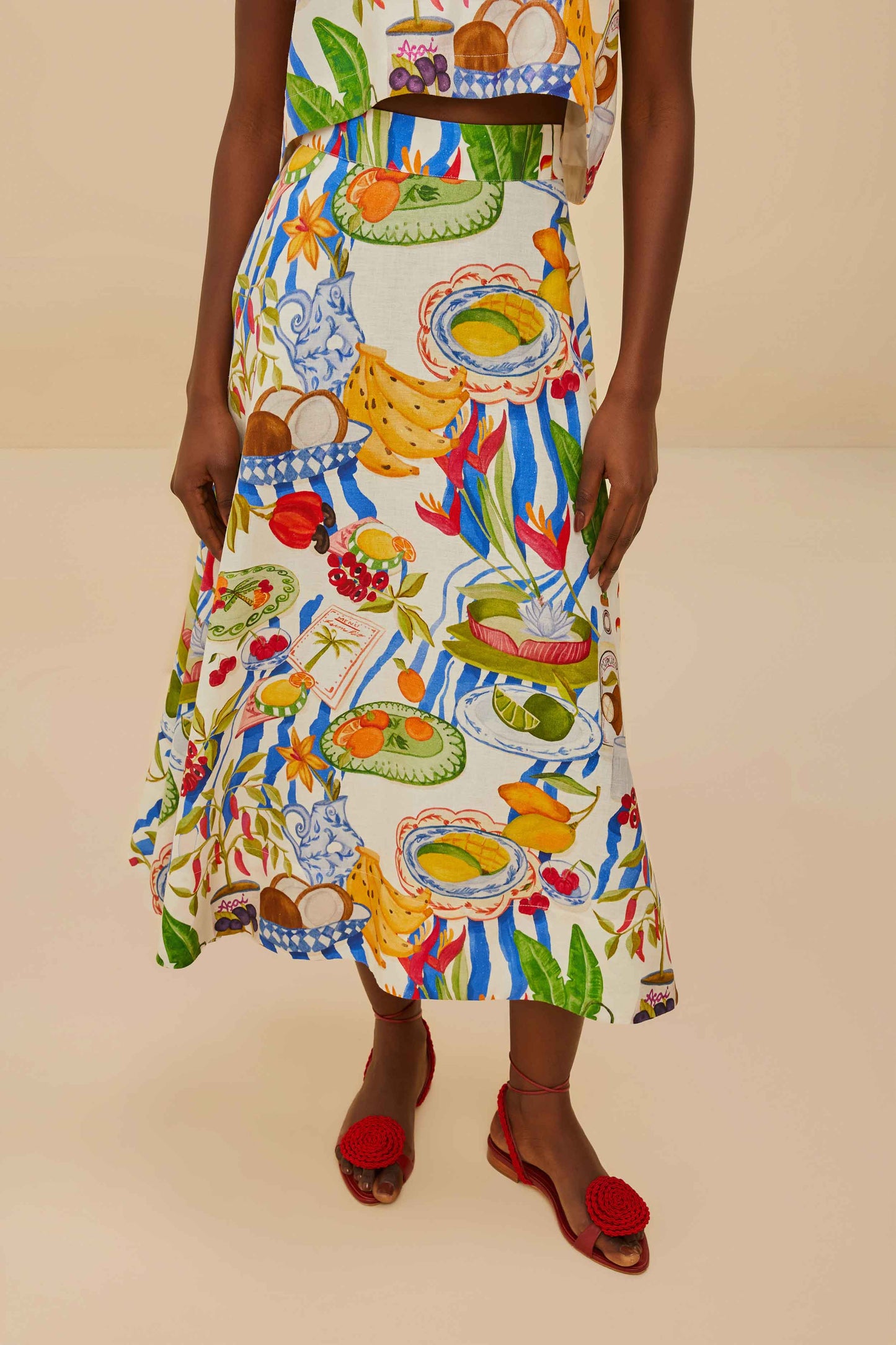  Off-White Fresh Table LENZING™ ECOVERO™ Euroflax™ Midi Skirt