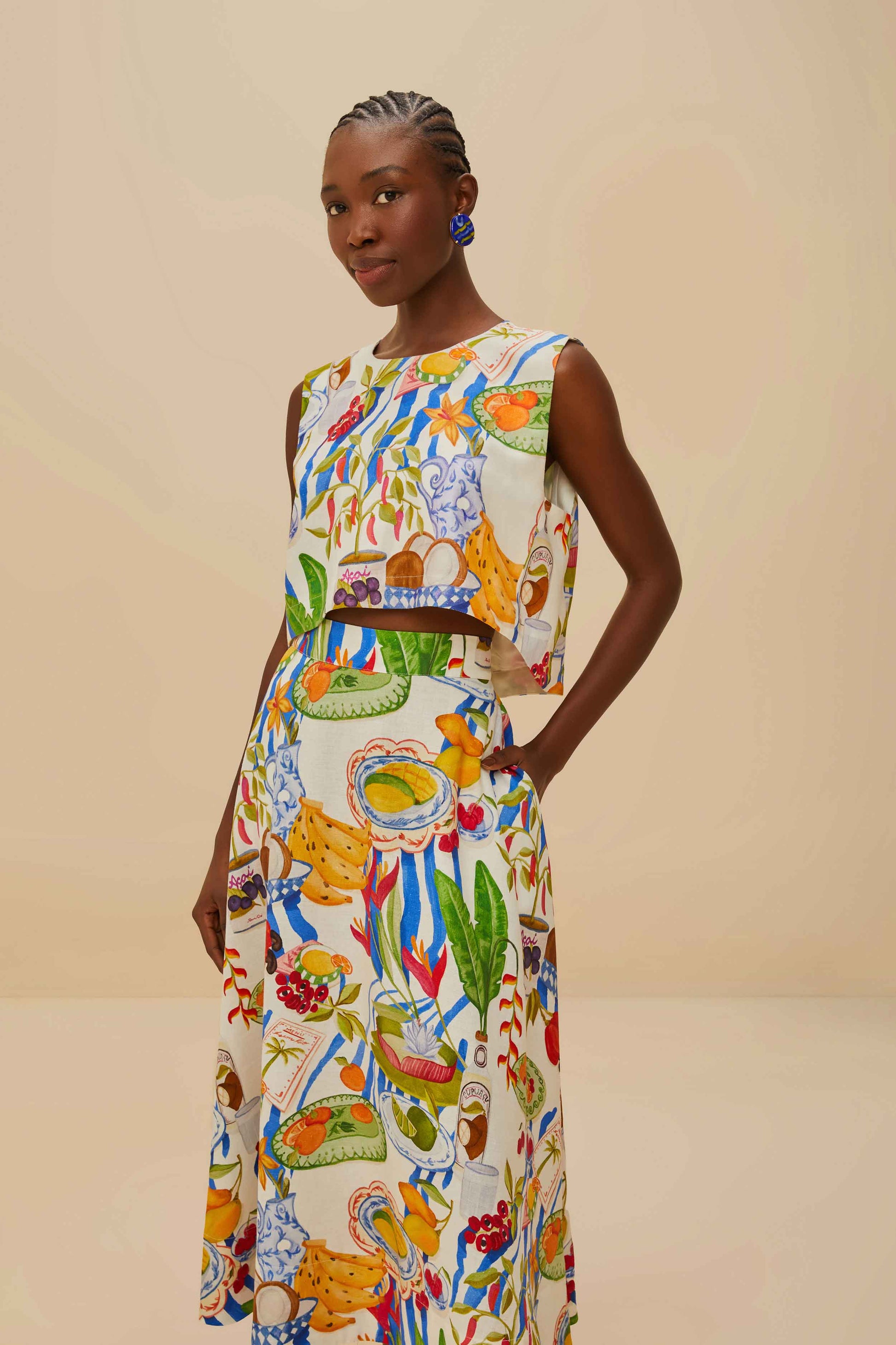  Off-White Fresh Table LENZING™ ECOVERO™ Euroflax™ Midi Skirt