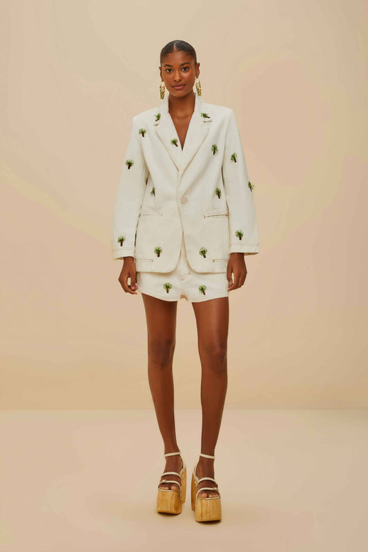 Off-White Embroidered Coconut Tree Shorts
