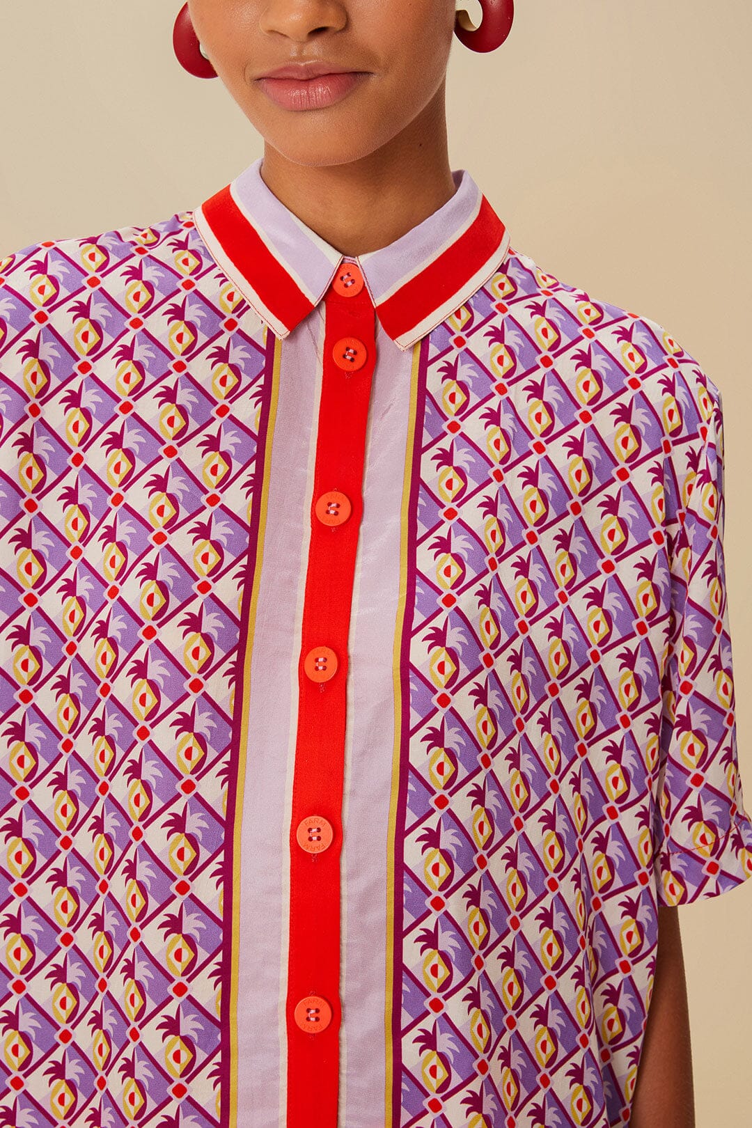  Multicolor Graphic Pineapple Scarf Shirt
