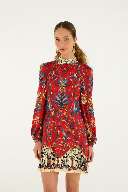 Farm Rio Red Winter Breeze Lenzing™ Ecovero™ Viscose Mini Dress