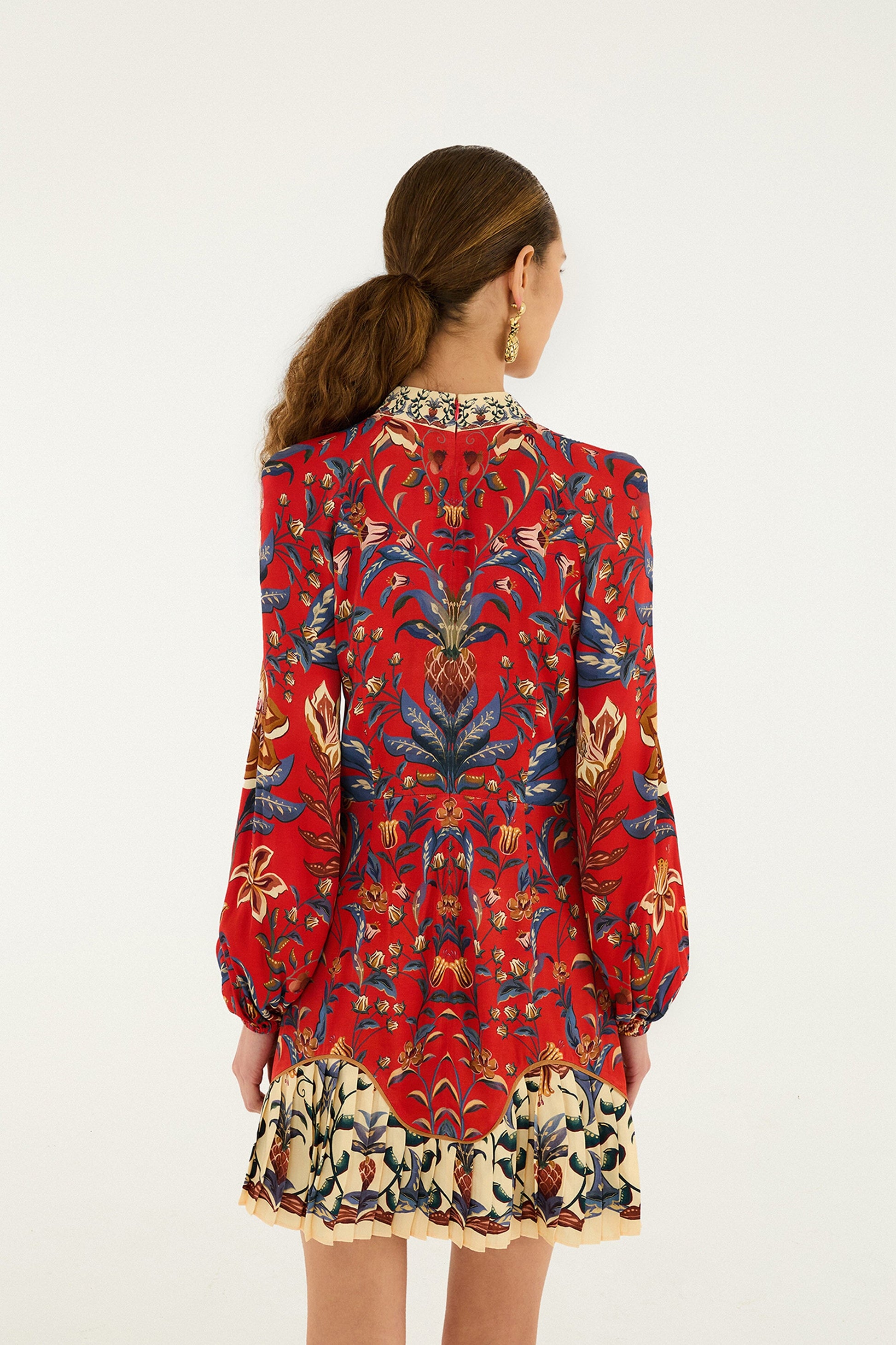 Farm Rio Red Winter Breeze Lenzing™ Ecovero™ Viscose Mini Dress