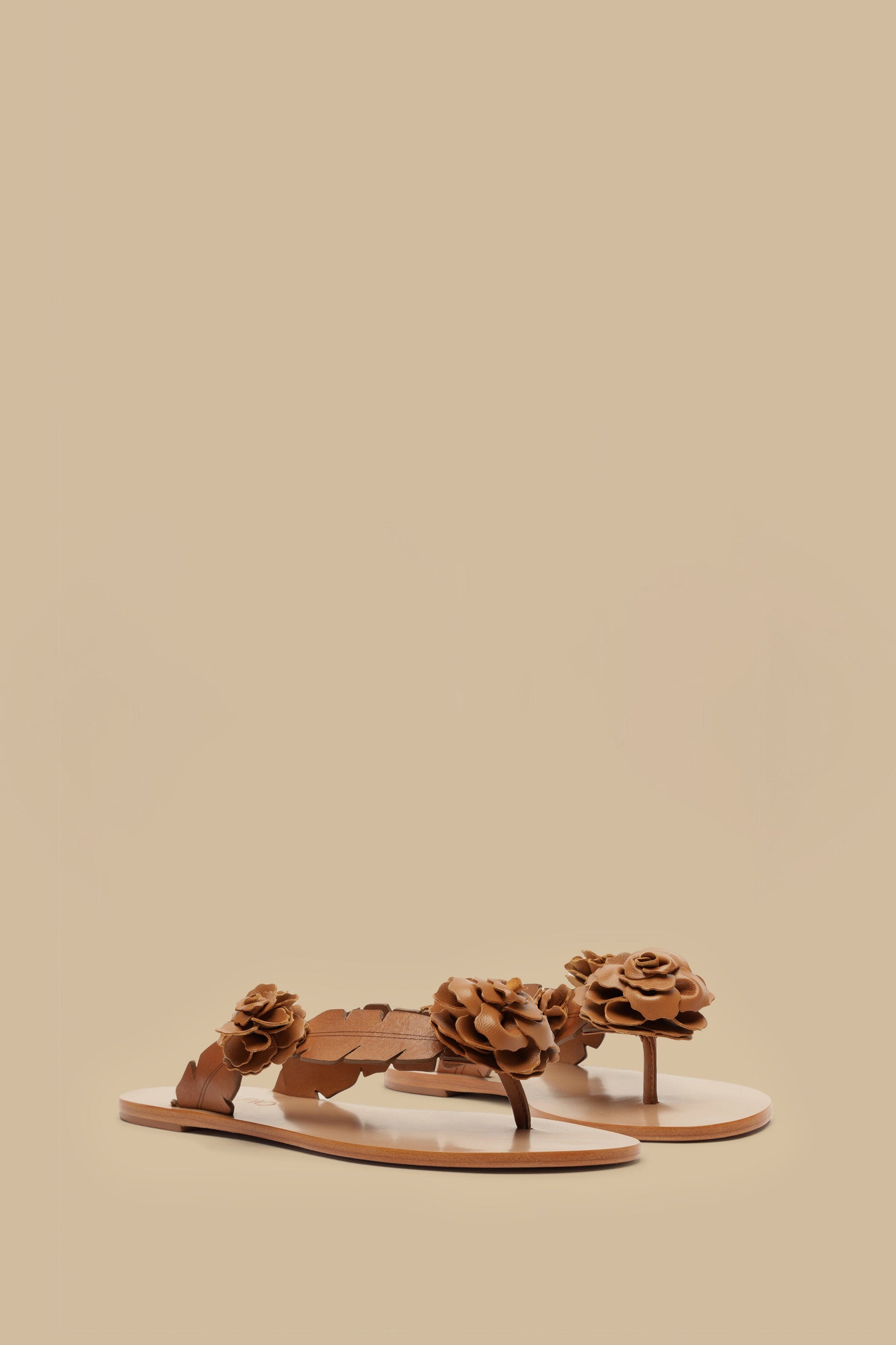  Tan Blooming Flat Sandal