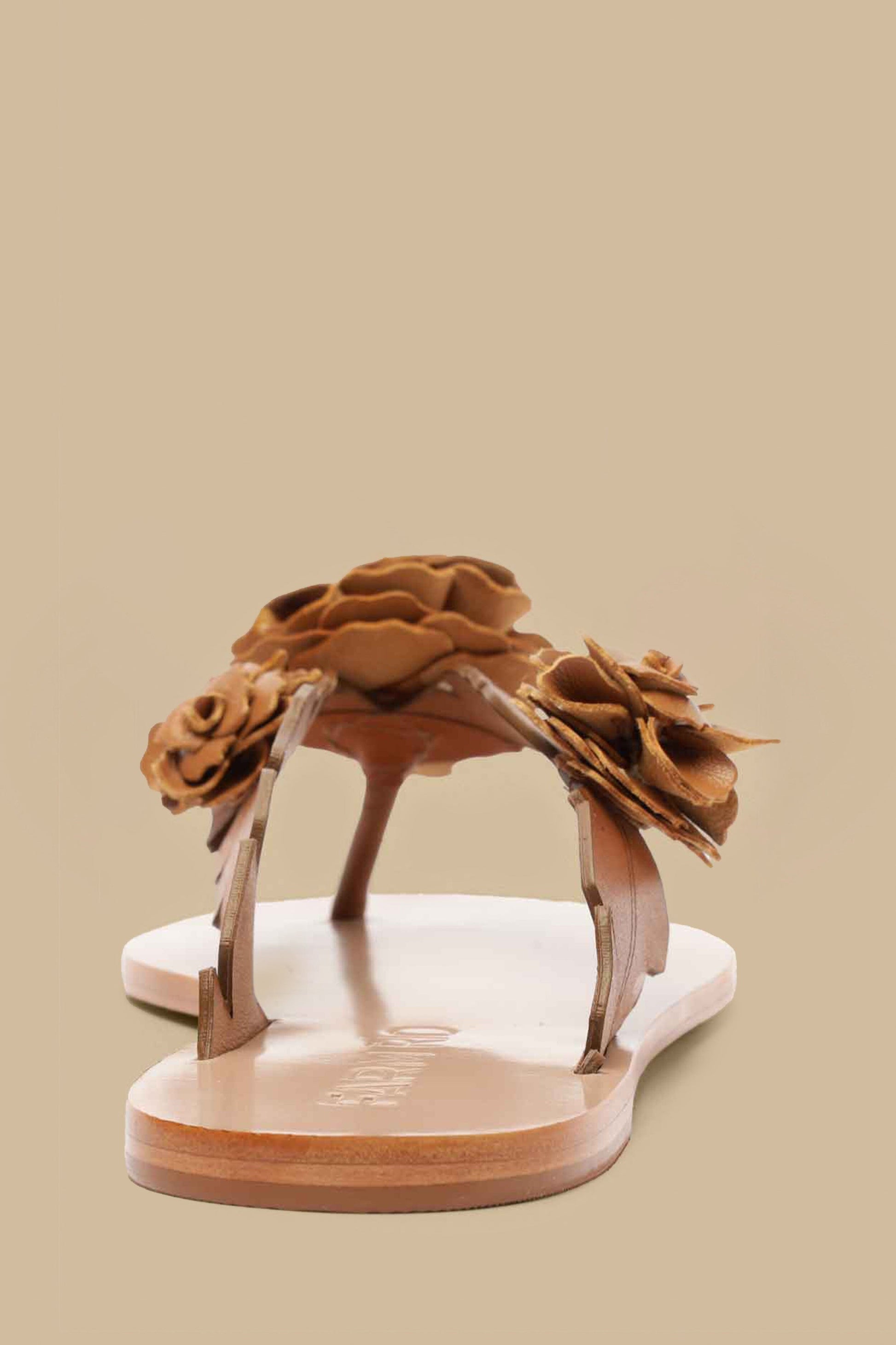  Tan Blooming Flat Sandal