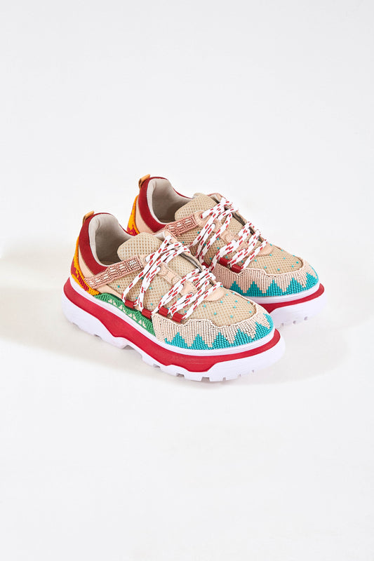Farm Rio SUMMER CARAMEL BEADED SNEAKERS