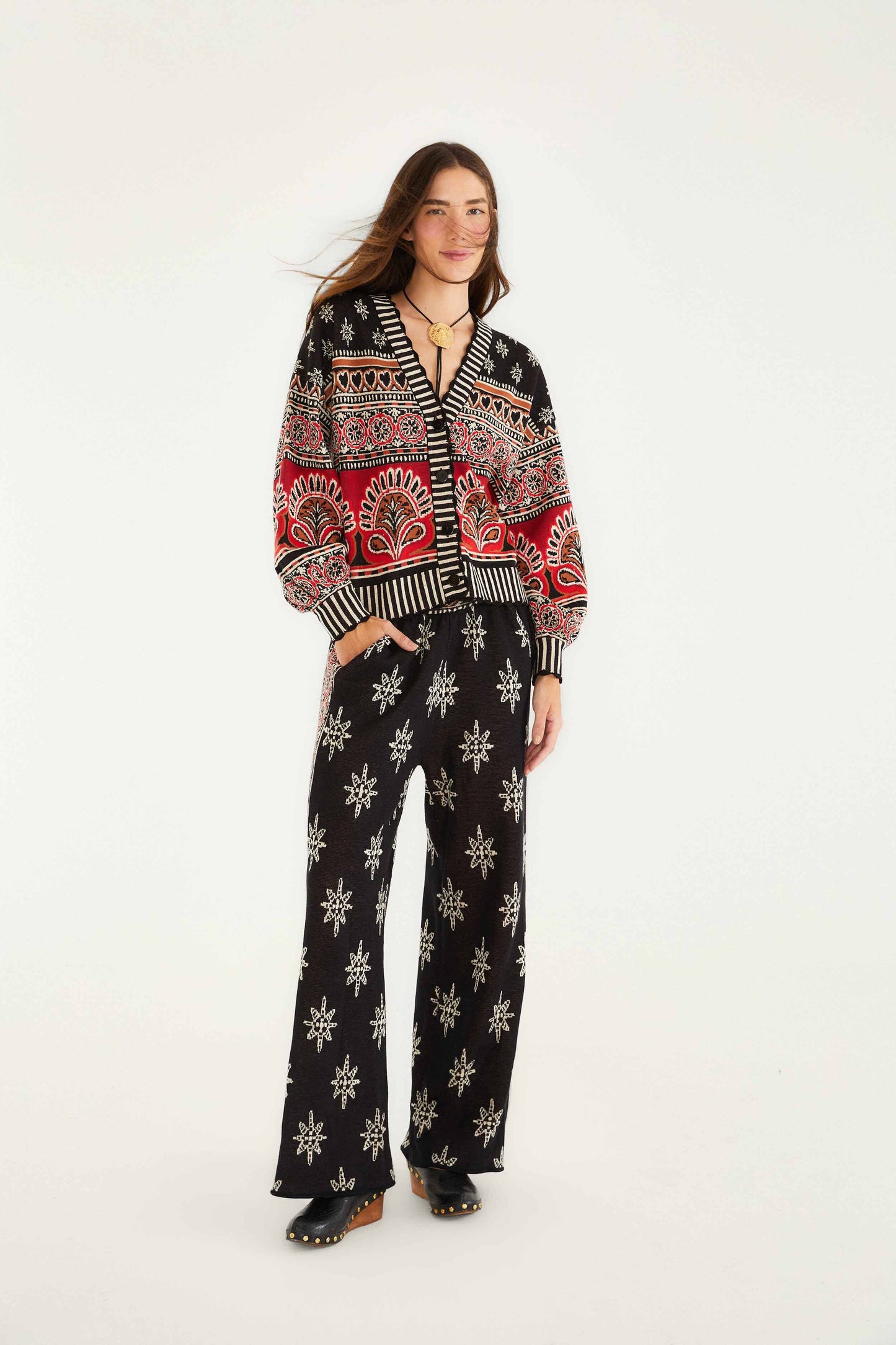 Farm Rio Black Ainika Love Coconut Groove Knit Cardigan