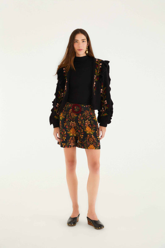 Farm Rio Black Berry Garden Shorts