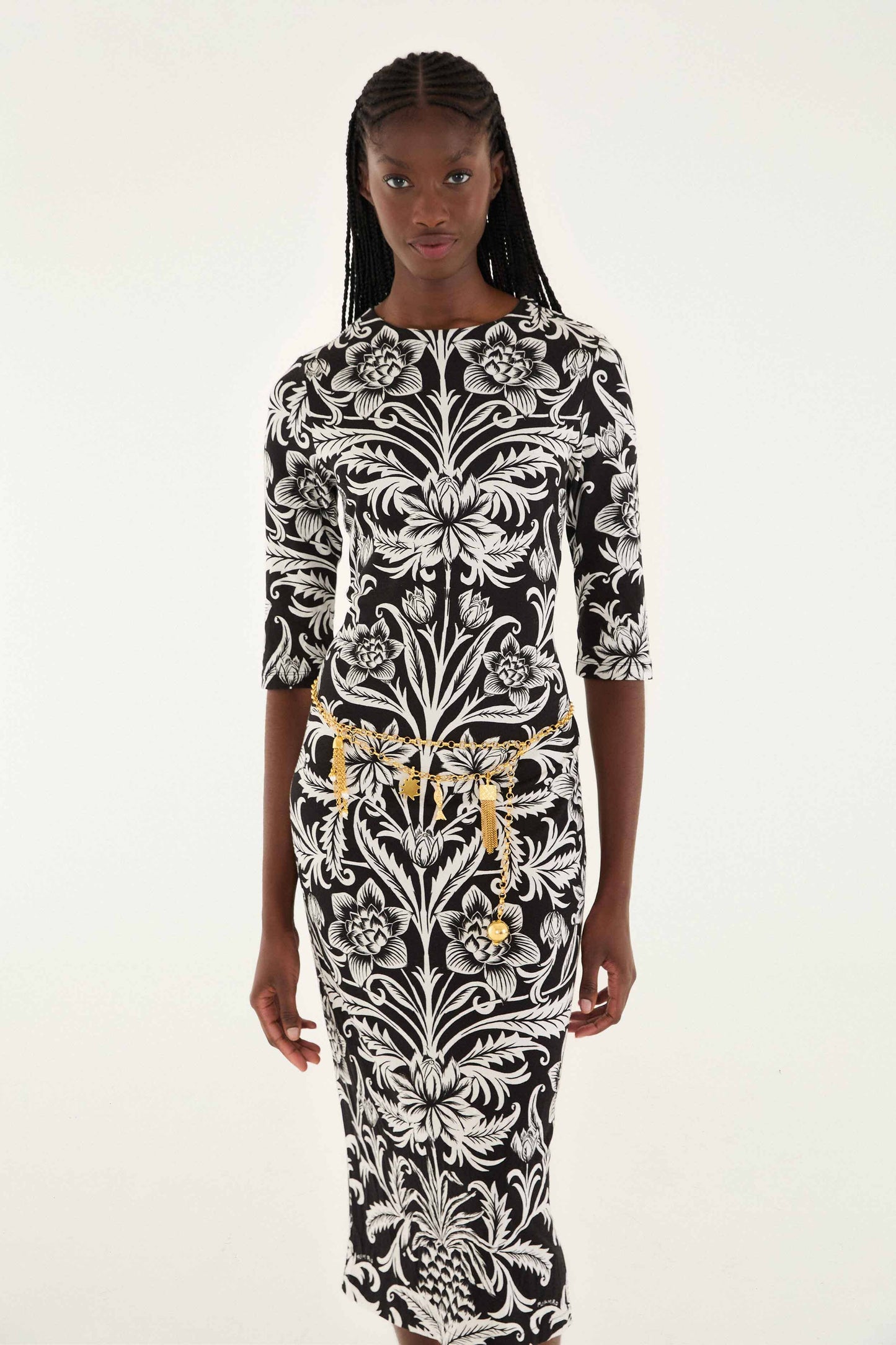 Farm Rio Black Lisbon Lenzing™ Ecovero™ Viscose Jersey Midi Dress