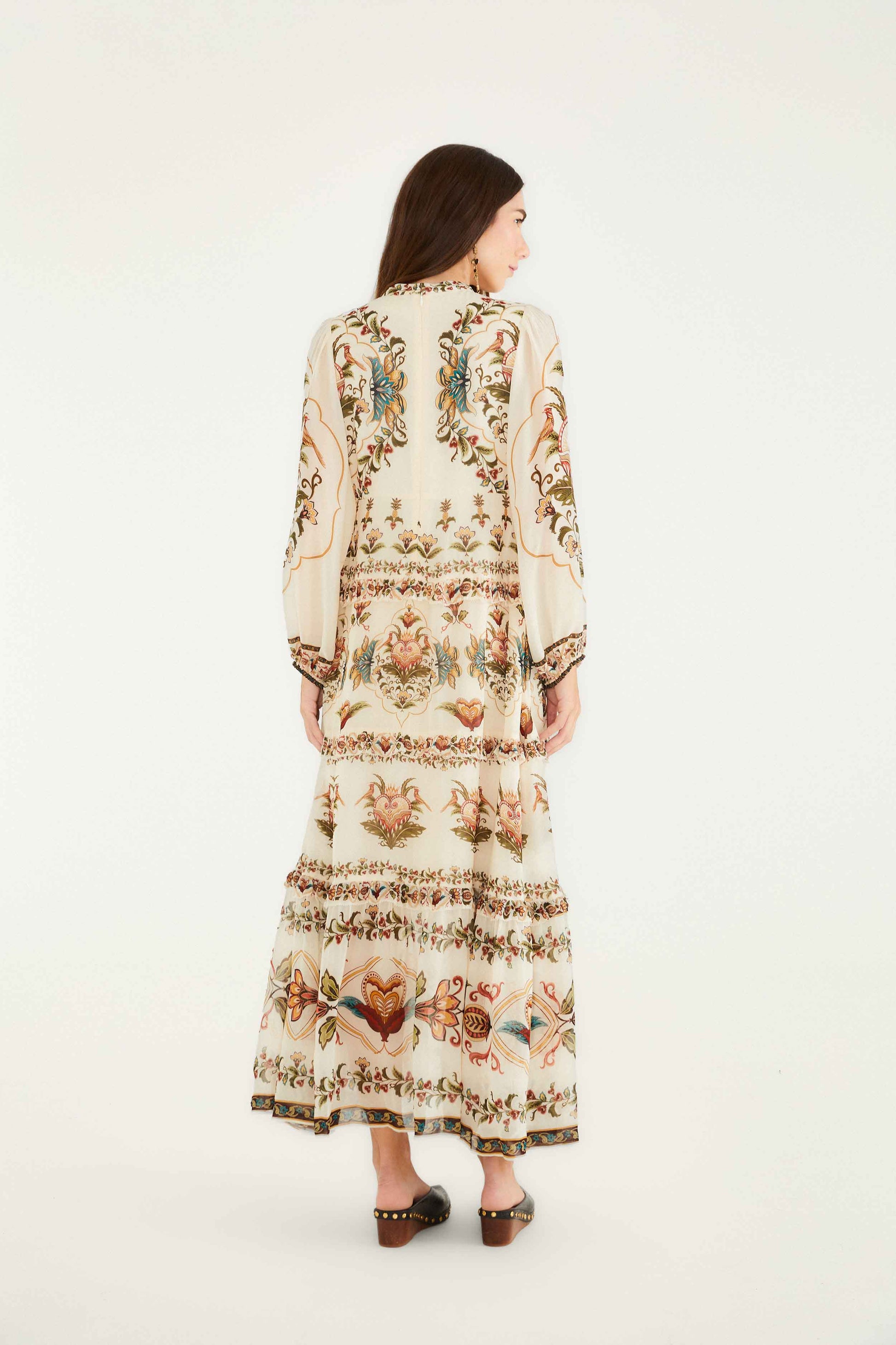 Farm Rio Cream Majestic Hearts Maxi Dress
