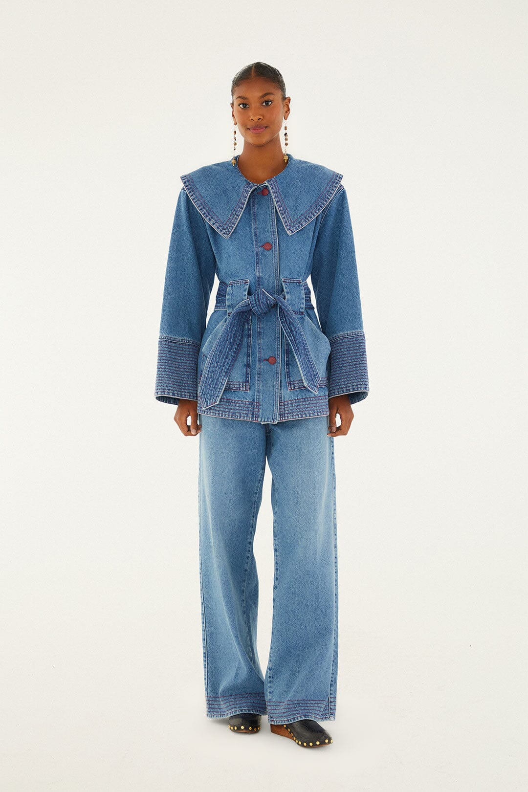 Farm Rio Denim Wide-Leg Pants