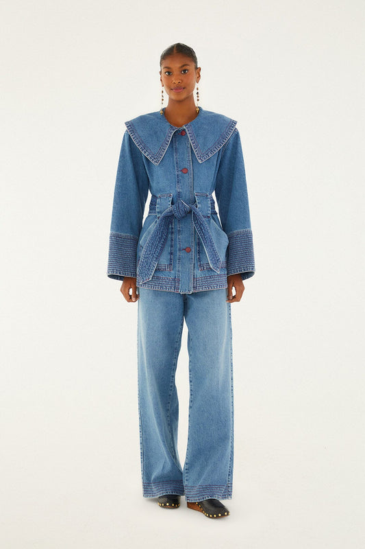 Farm Rio Denim Wide-Leg Pants