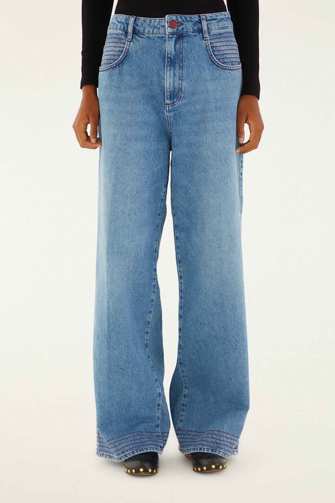 Farm Rio Denim Wide-Leg Pants