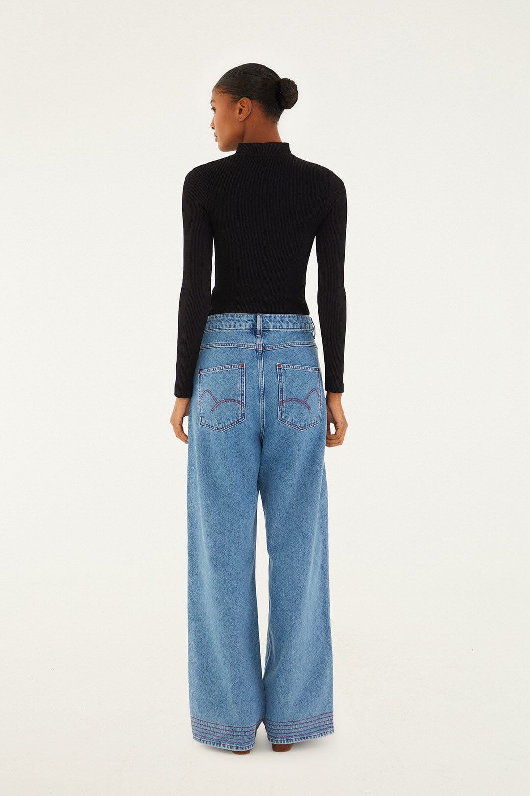 Farm Rio Denim Wide-Leg Pants