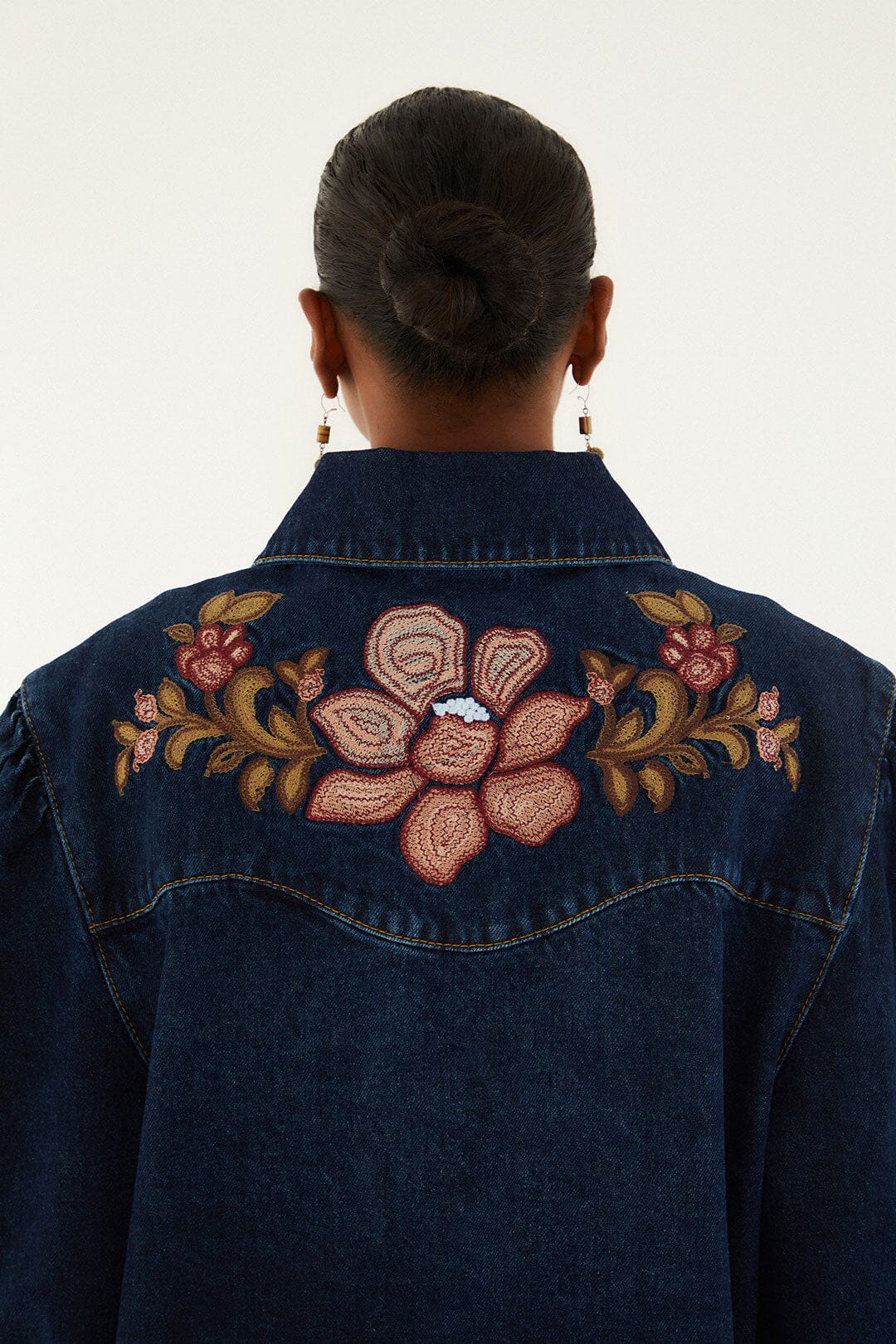 Farm Rio Denim Flower Embroidery Jacket