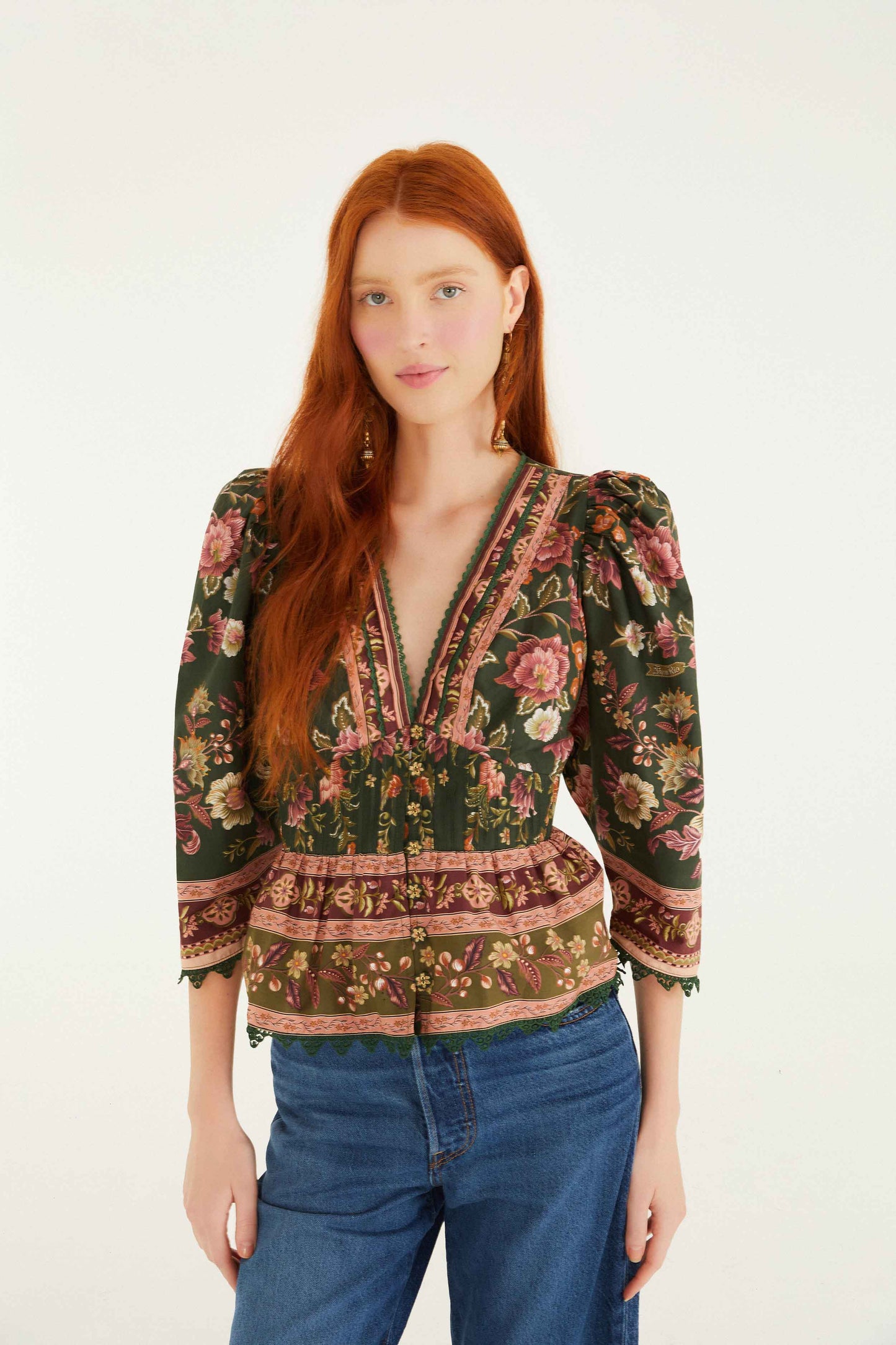 Farm Rio Green Flowering Garden Tree Blouse