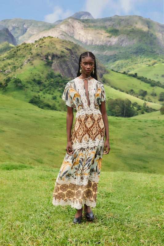 Farm Rio Mixed Snake Garden Maxi Dress