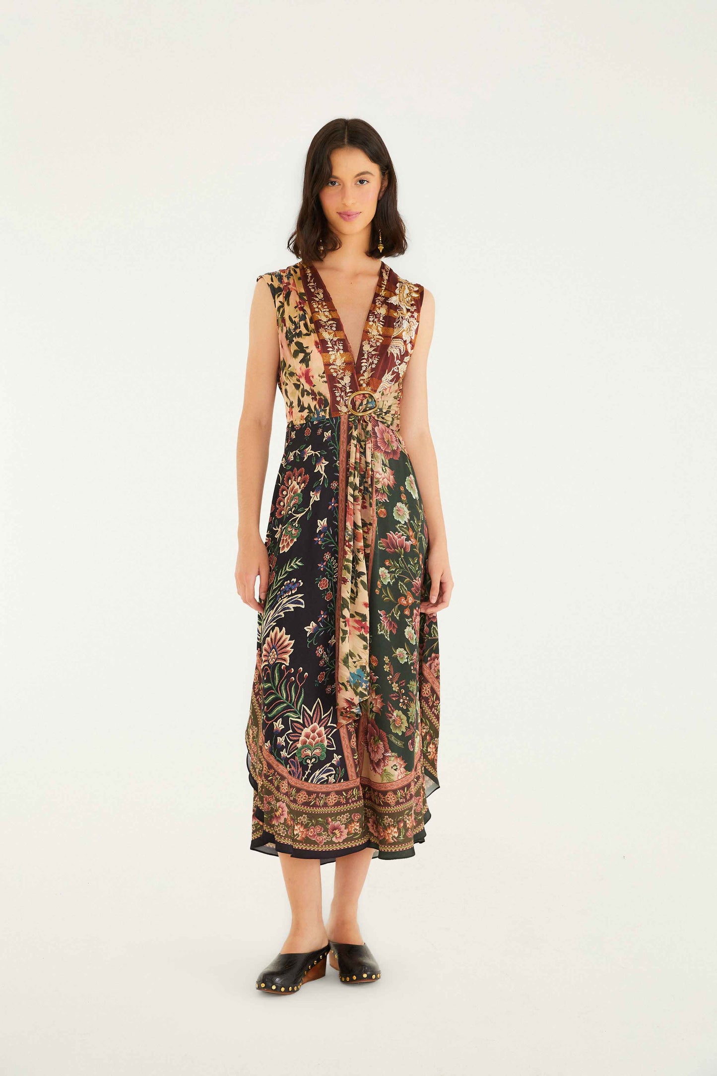 Farm Rio Mixed Winter Garden Lenzing™ Ecovero™ Viscose Sleeveless Maxi Dress