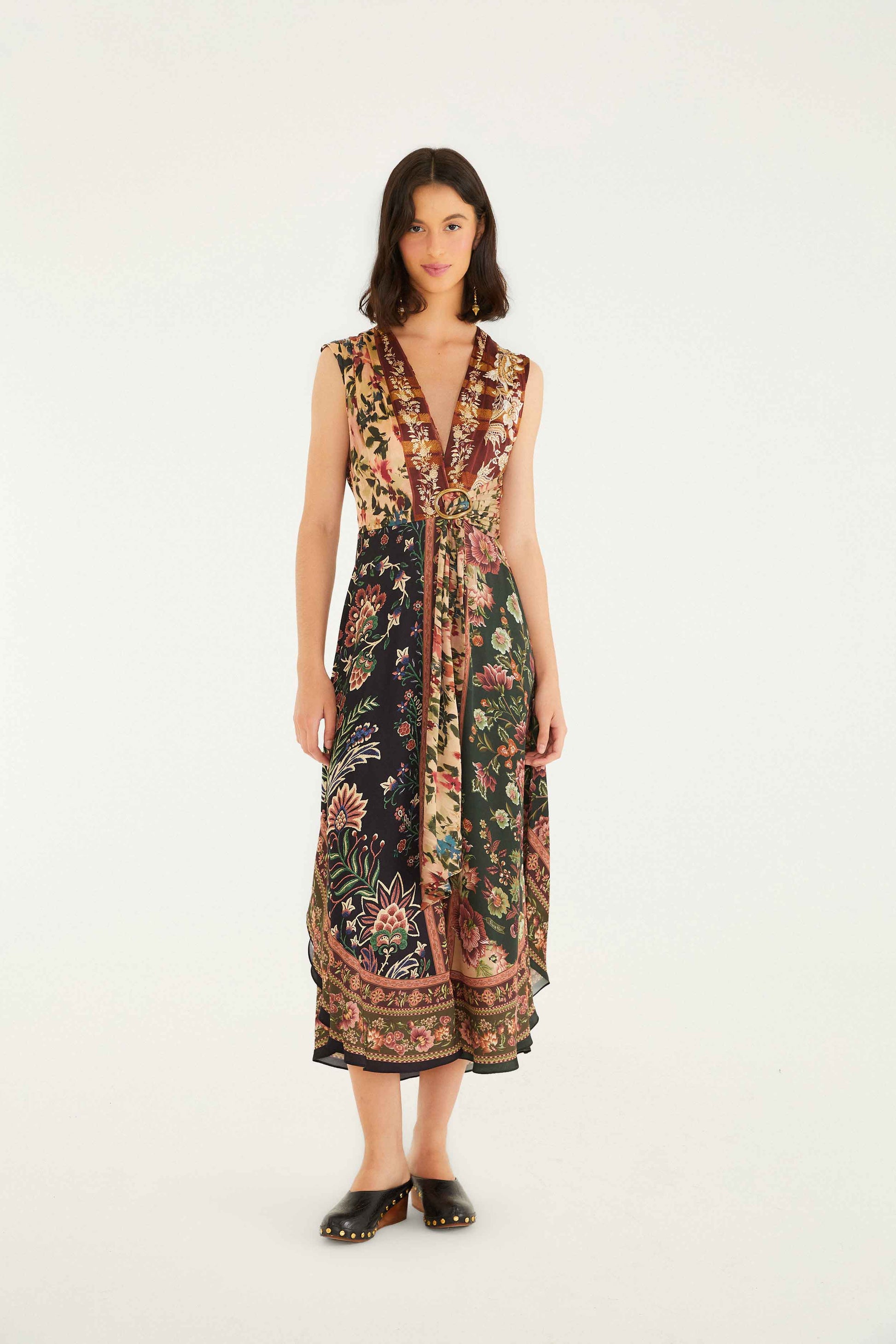 Farm Rio Mixed Winter Garden Lenzing™ Ecovero™ Viscose Sleeveless Maxi Dress