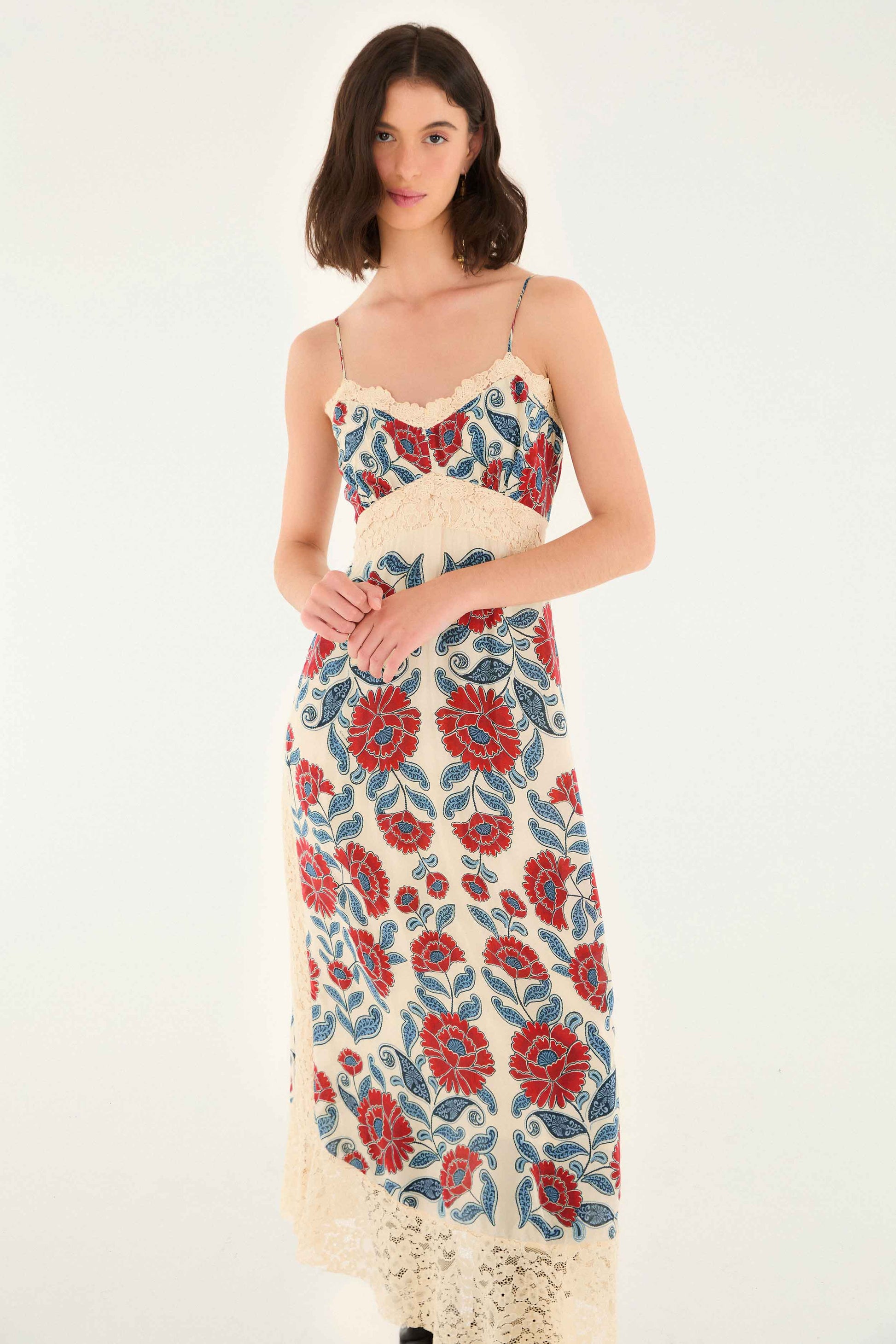 Farm Rio Sand Francesca Midi Dress
