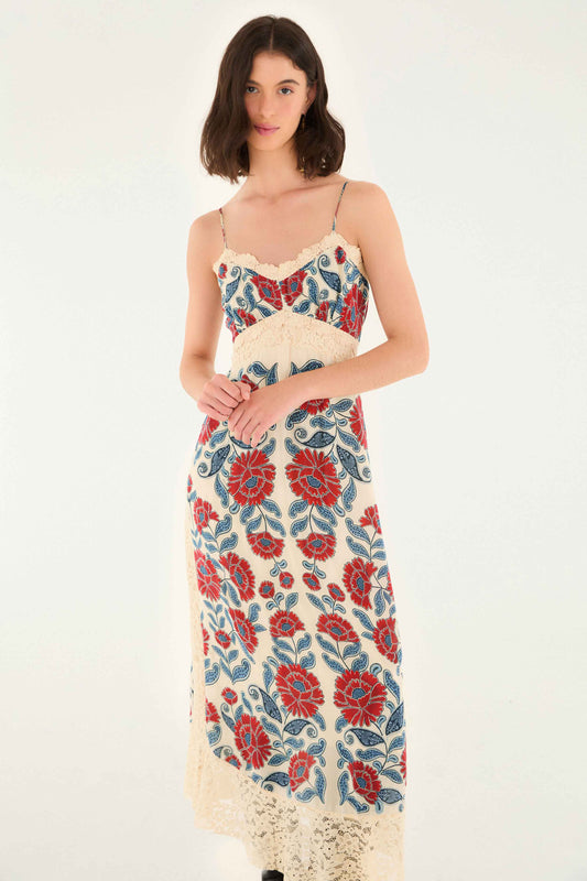Farm Rio Sand Francesca Midi Dress