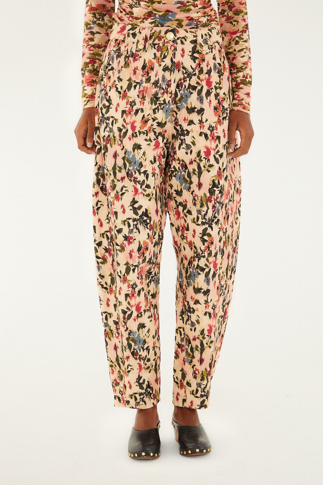 Farm Rio Pink Tiny Flowers Canvas Ballon Pants
