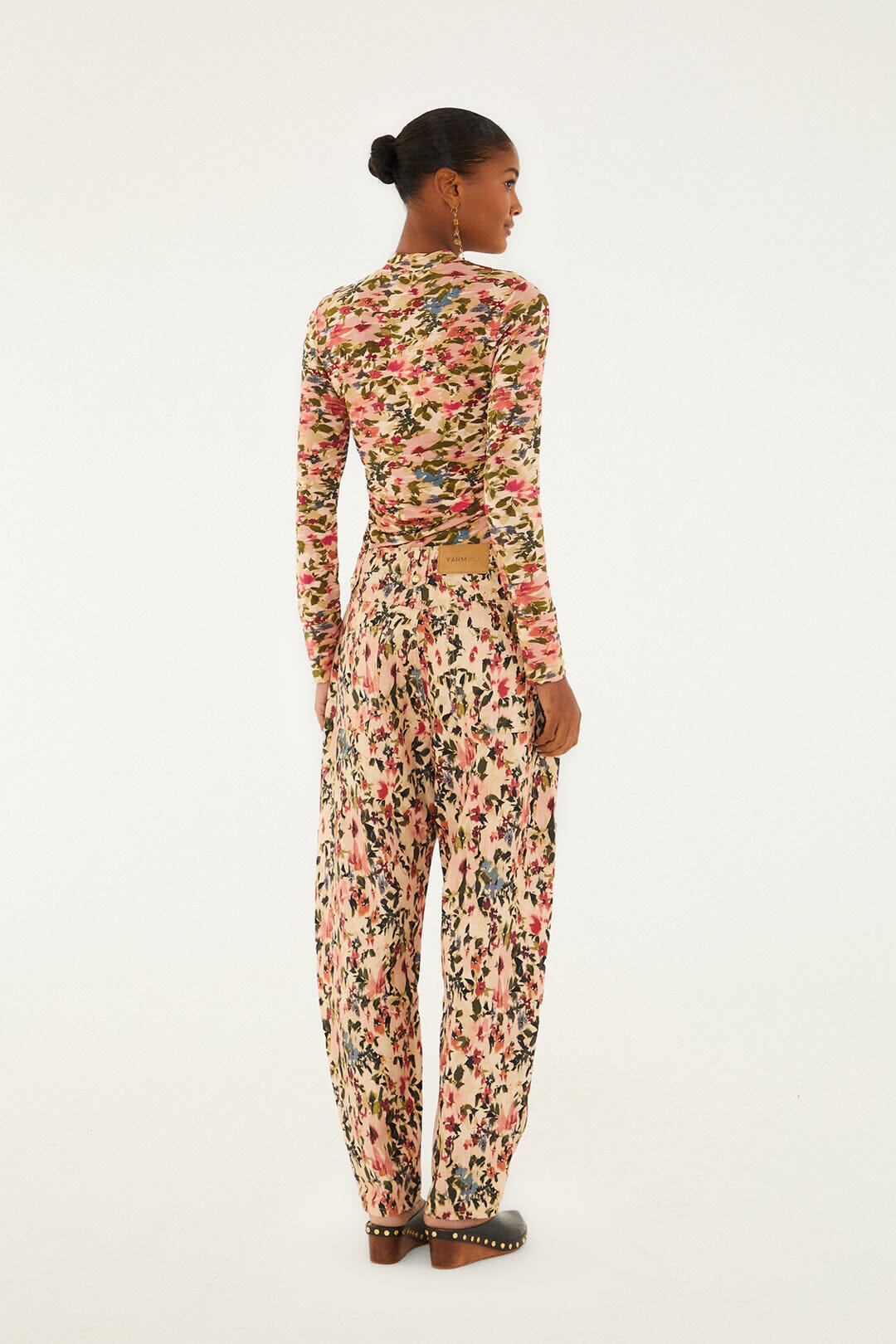 Farm Rio Pink Tiny Flowers Canvas Ballon Pants