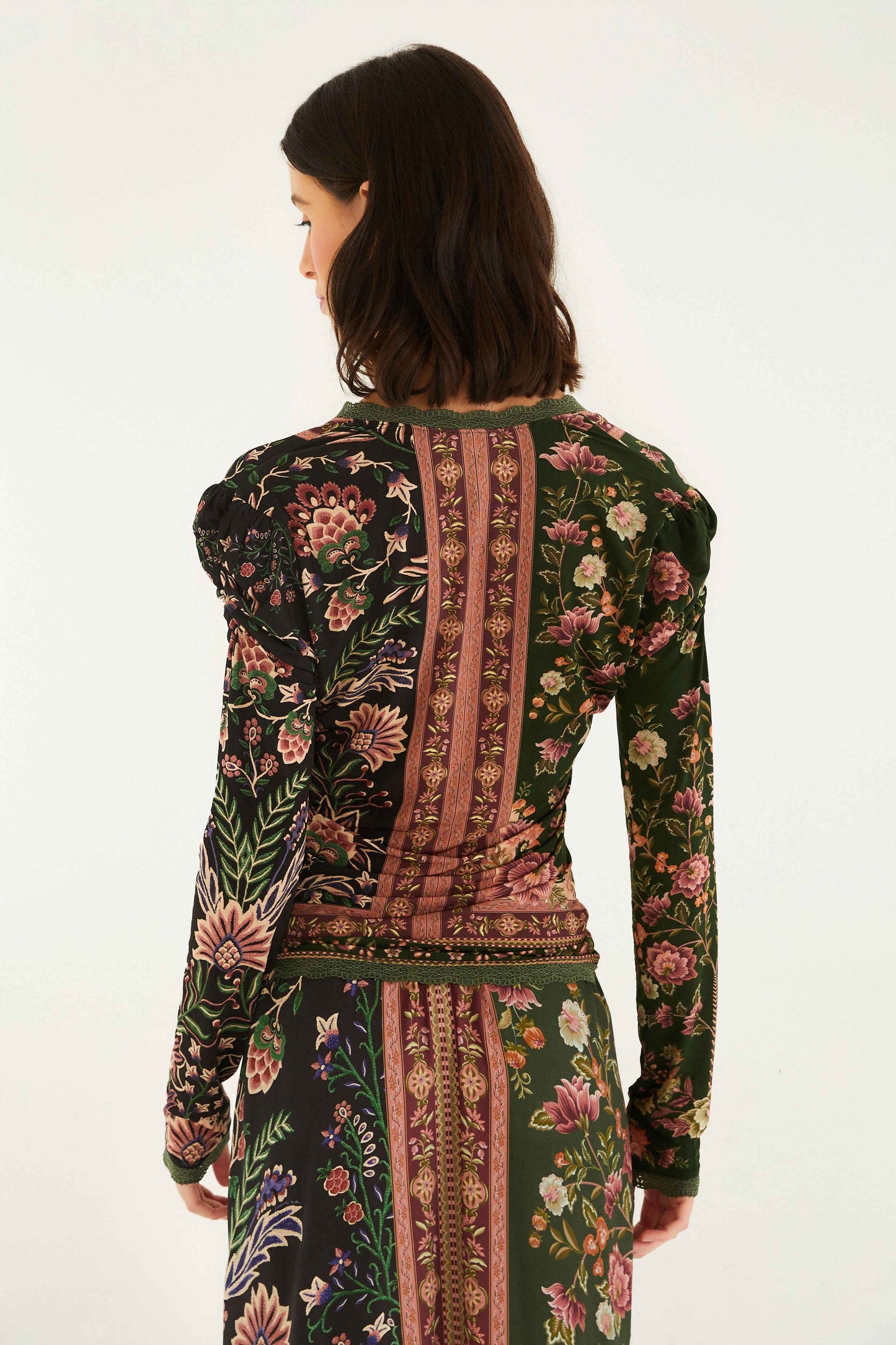 Farm Rio Mixed Winter Garden Long Sleeve Blouse