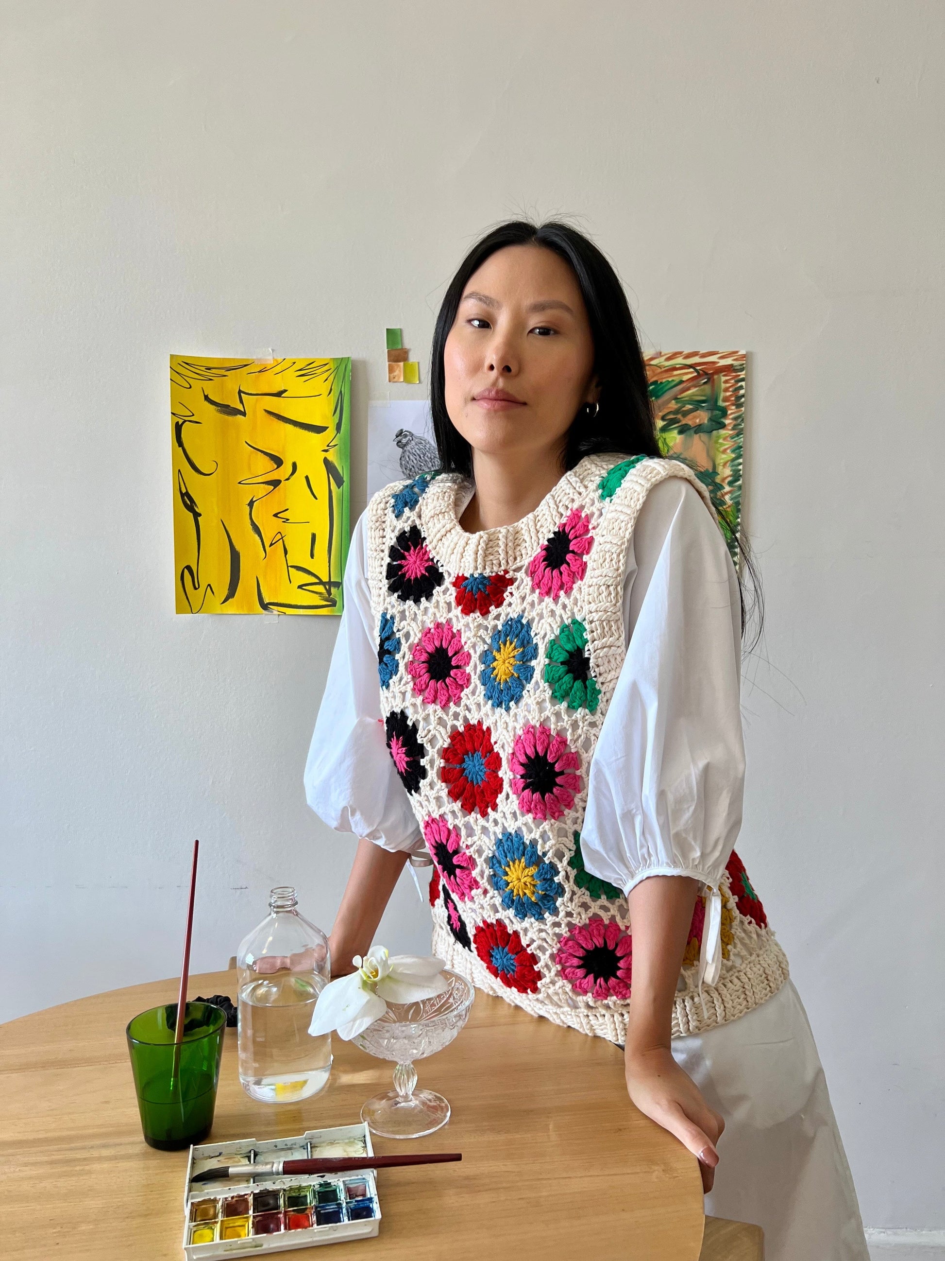 Farm Rio Multi Circles Crochet Vest